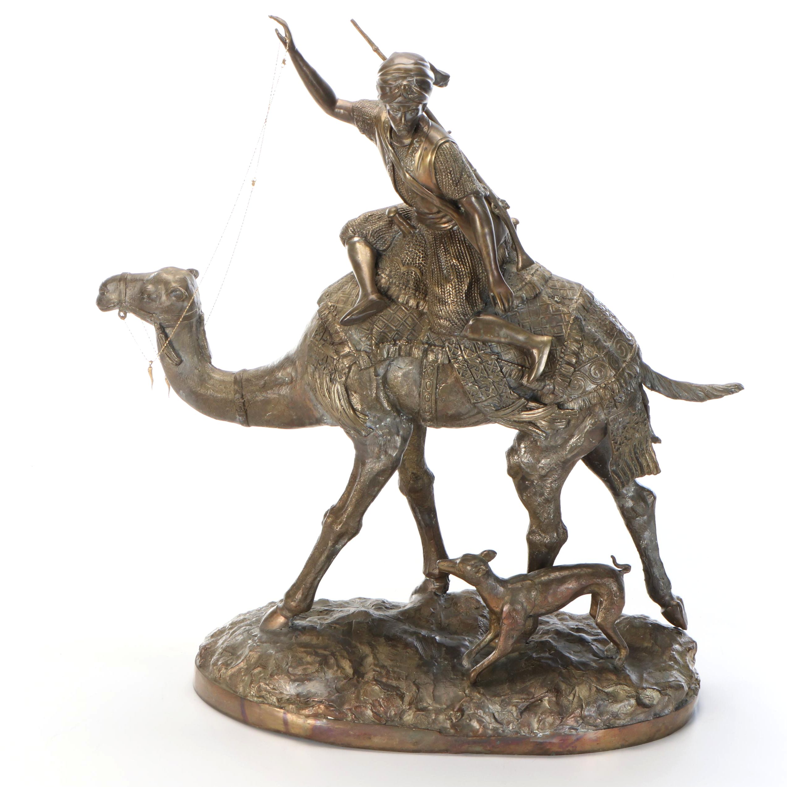 Napoleon III Style Brass Sculpture After Alfred Dubucand's  "Camel Hunter"