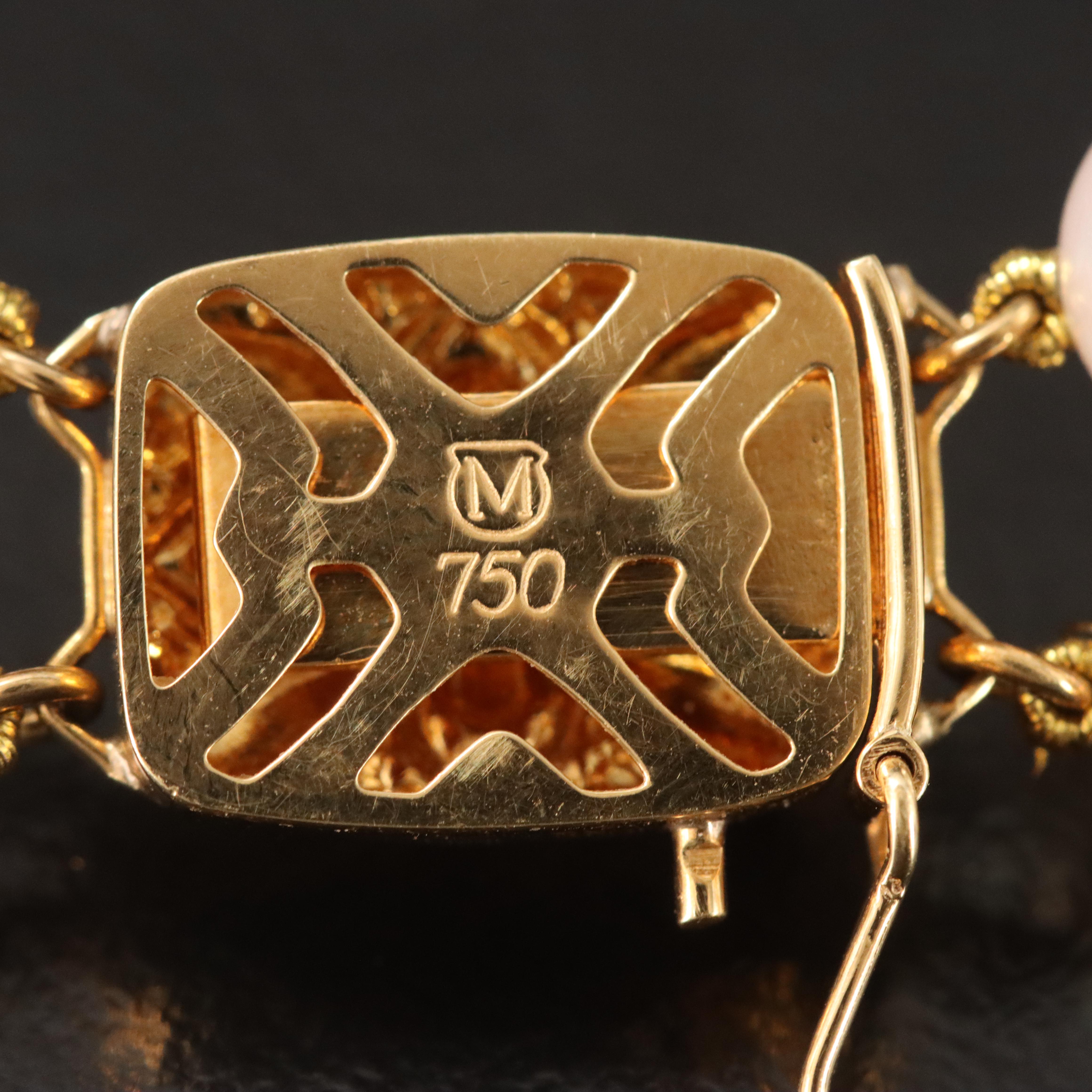 Mikimoto 18K Pearl Double Strand Bracelet with Diamond Accents