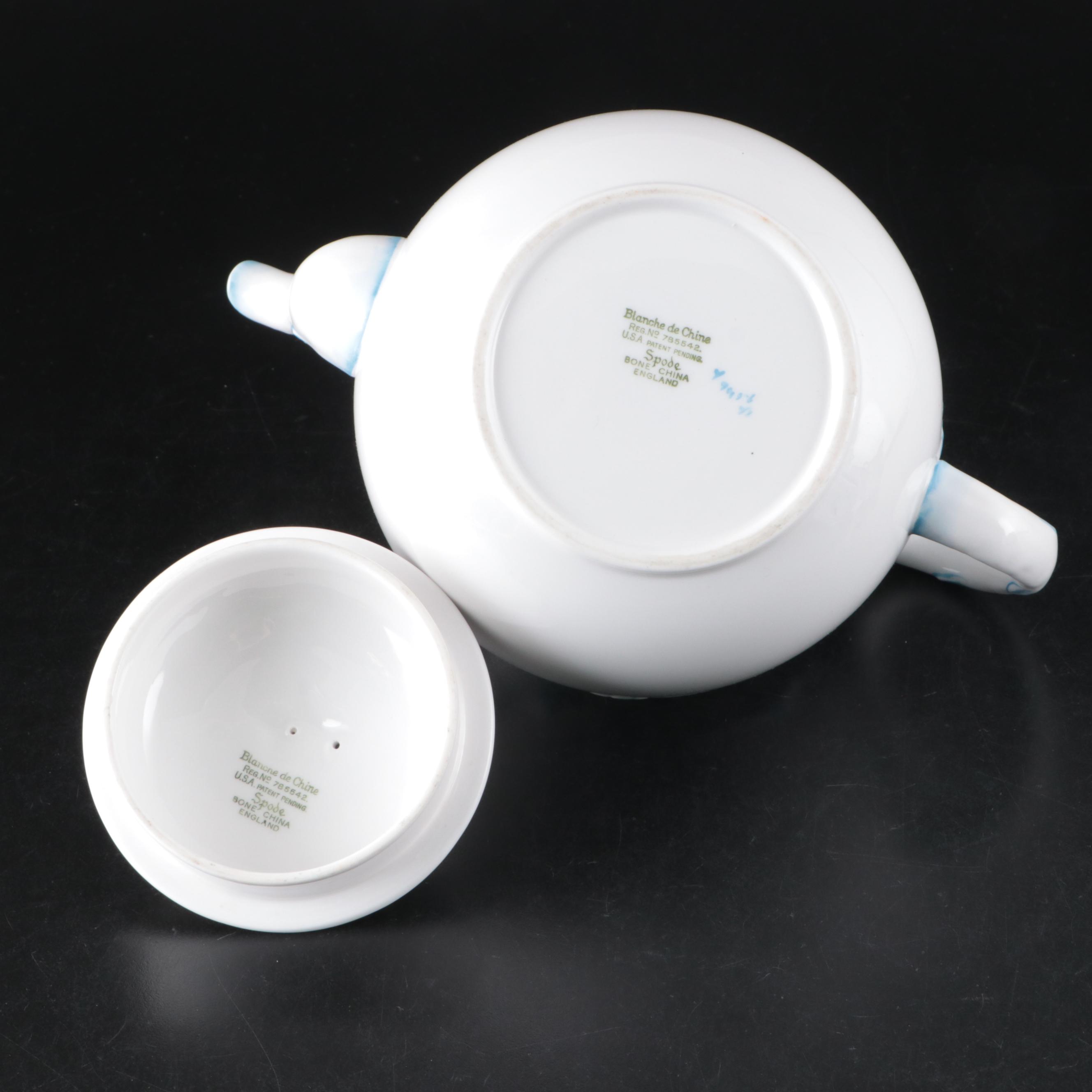 Spode "Geisha Light Blue" Porcelain Coffee Pot, Teapot, Creamers and Sugar Bowl