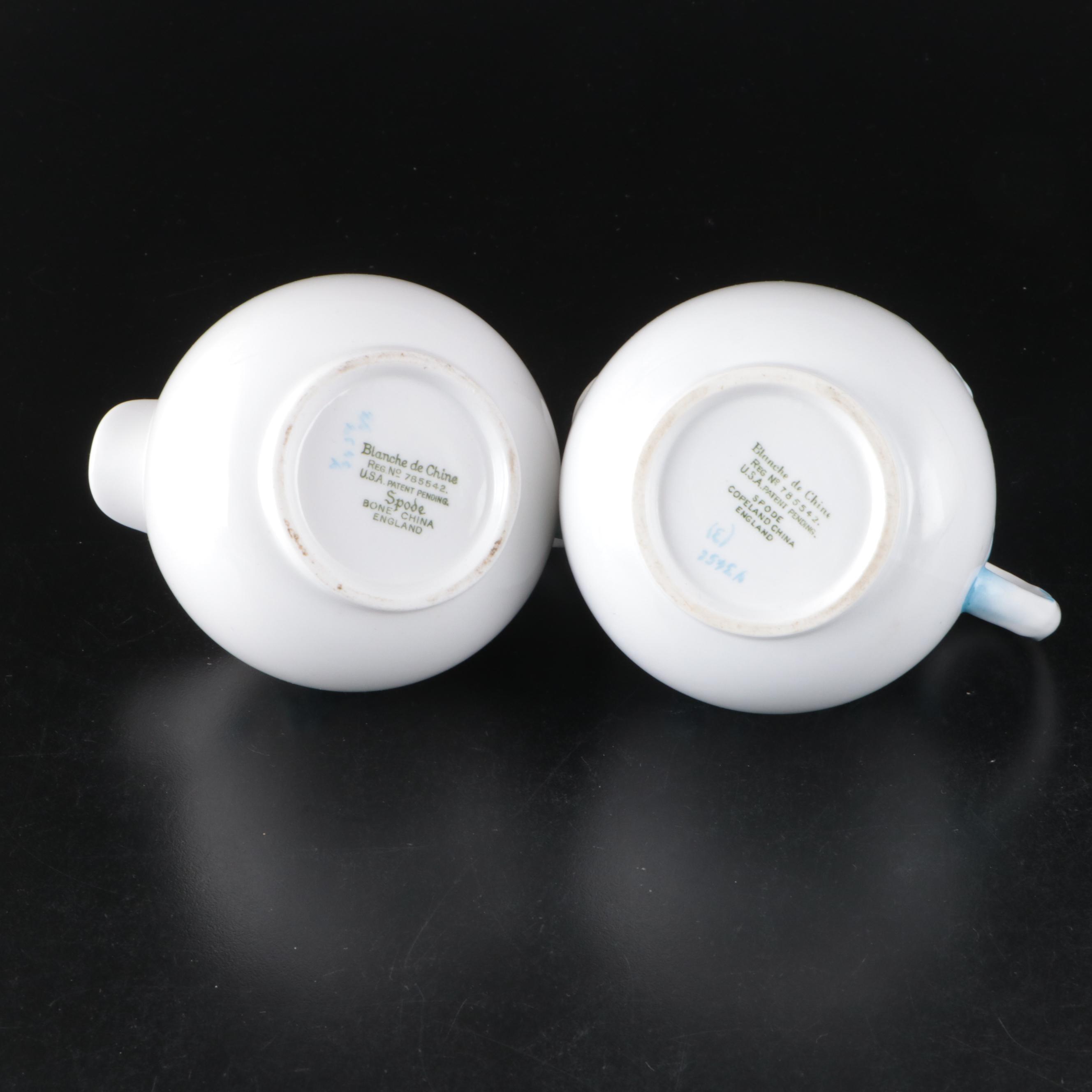 Spode "Geisha Light Blue" Porcelain Coffee Pot, Teapot, Creamers and Sugar Bowl