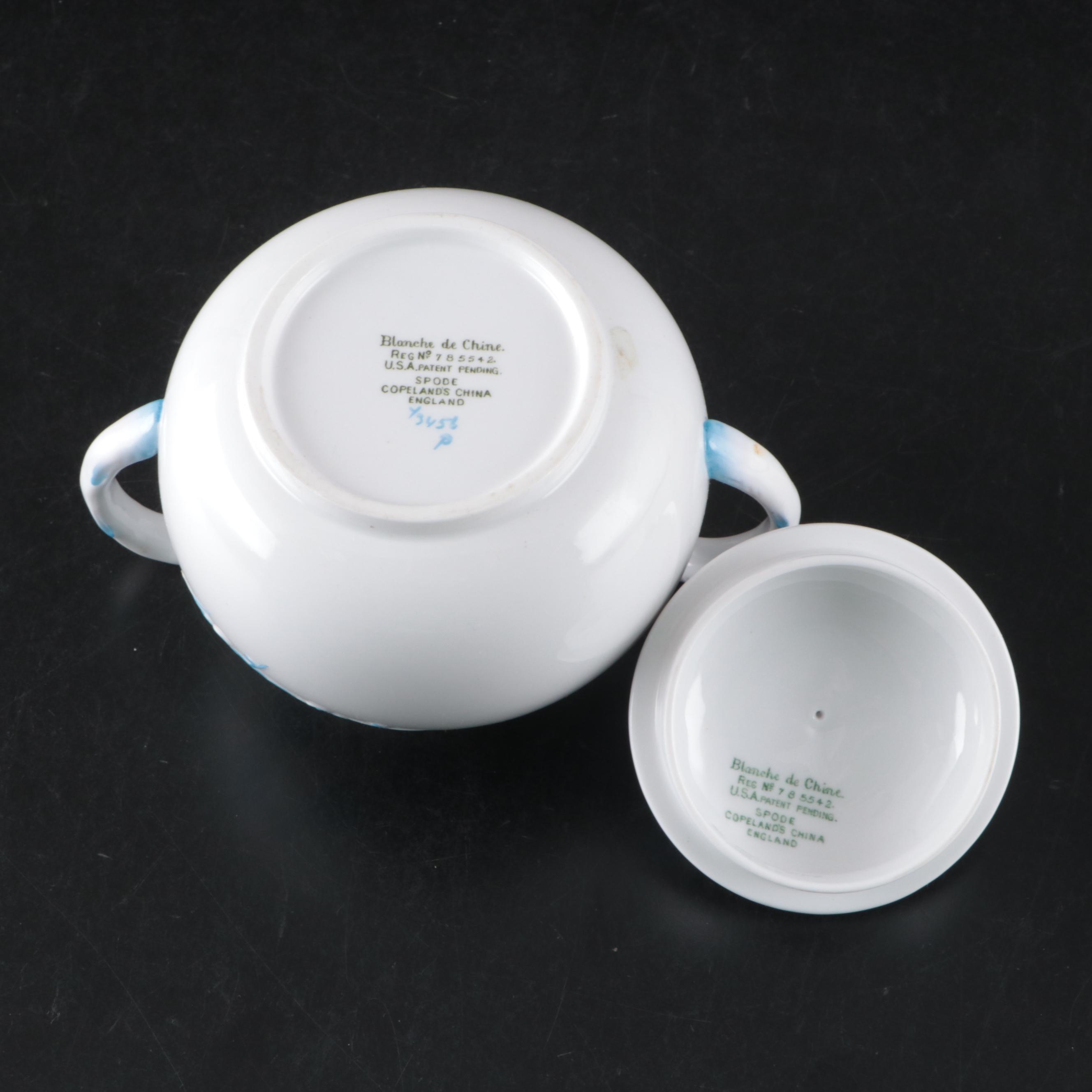 Spode "Geisha Light Blue" Porcelain Coffee Pot, Teapot, Creamers and Sugar Bowl