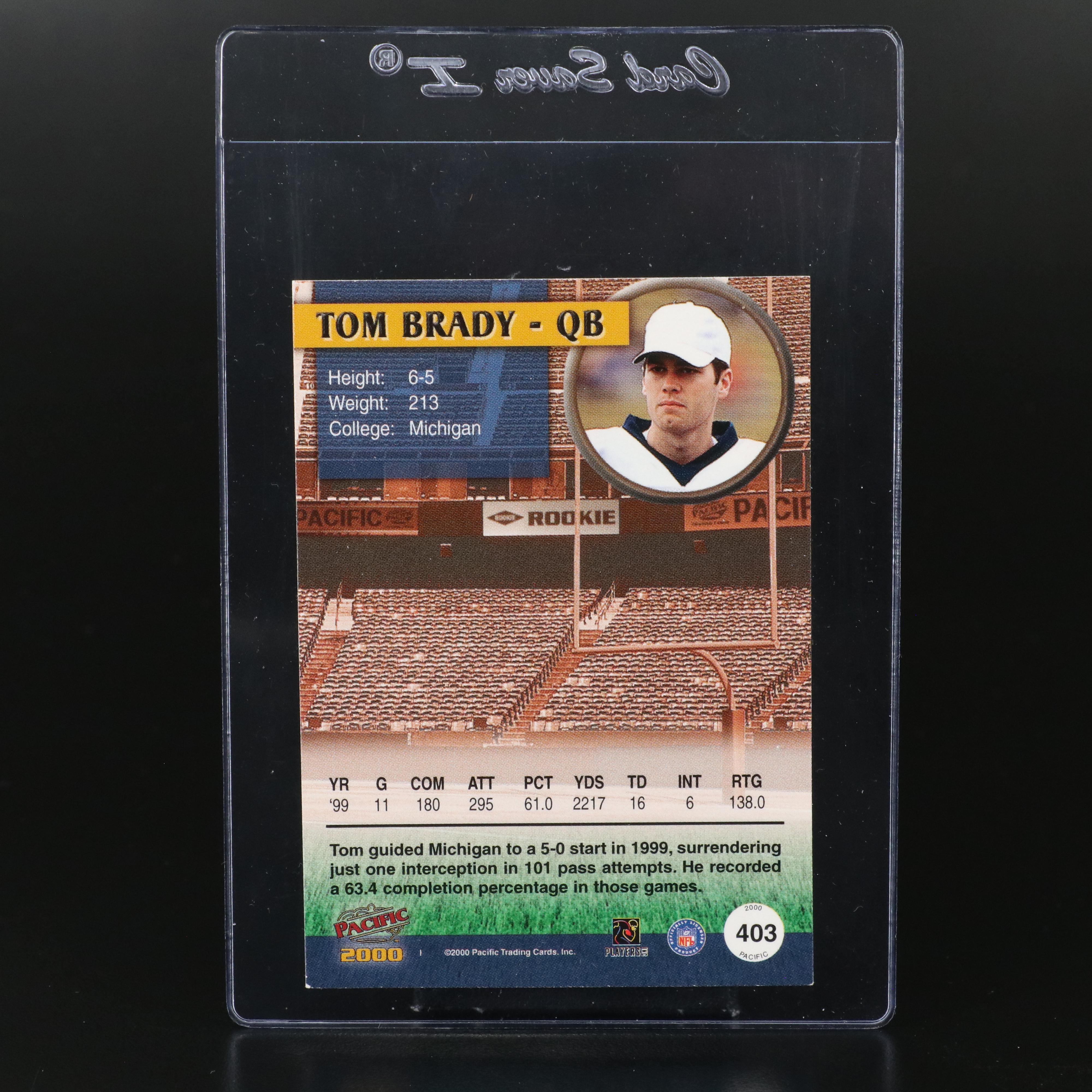 2000 Pacific Tom Brady Michigan Wolverines Rookie Football Card