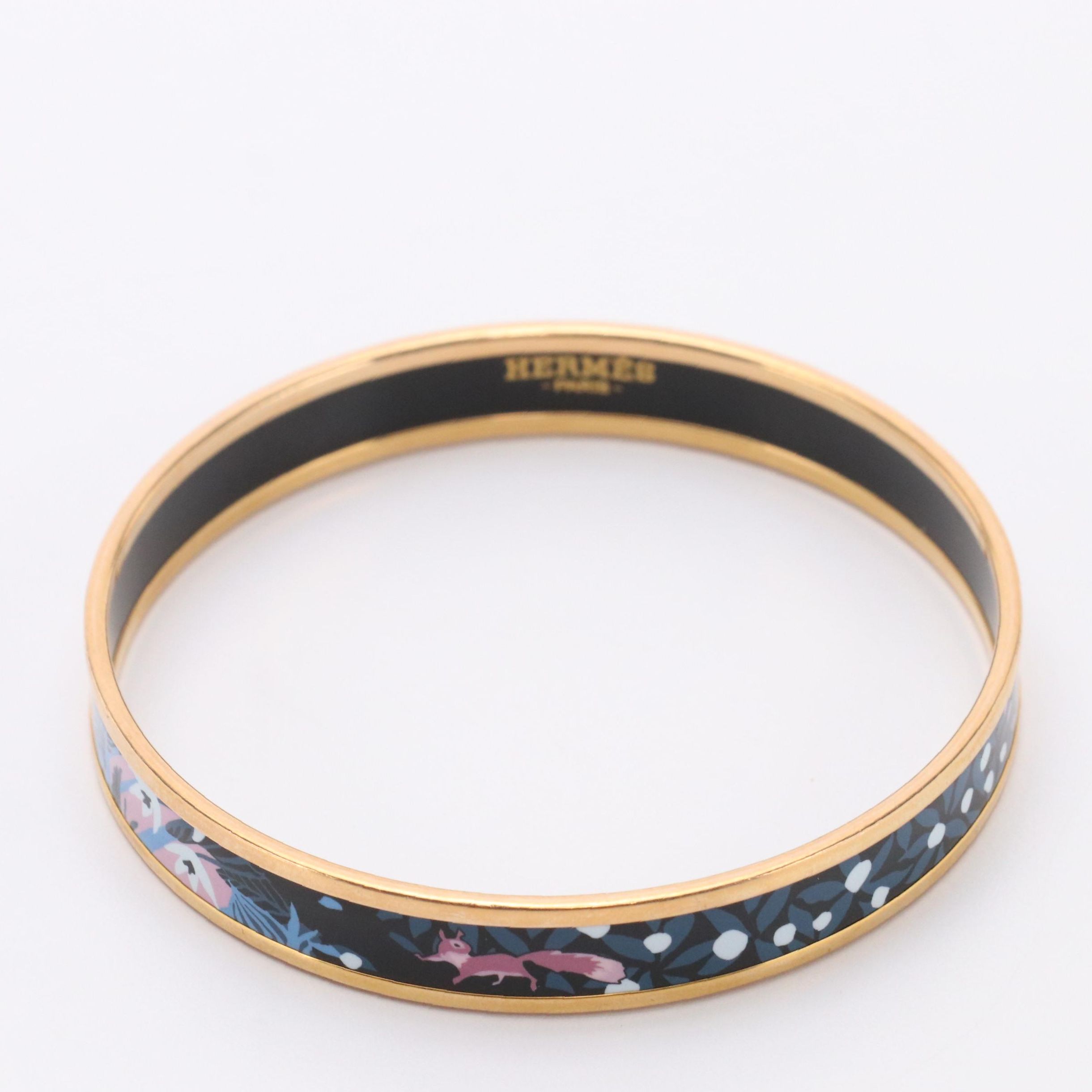 Hermès Enamel Narrow "Dans un Jardin Anglais" Bangle Bracelet