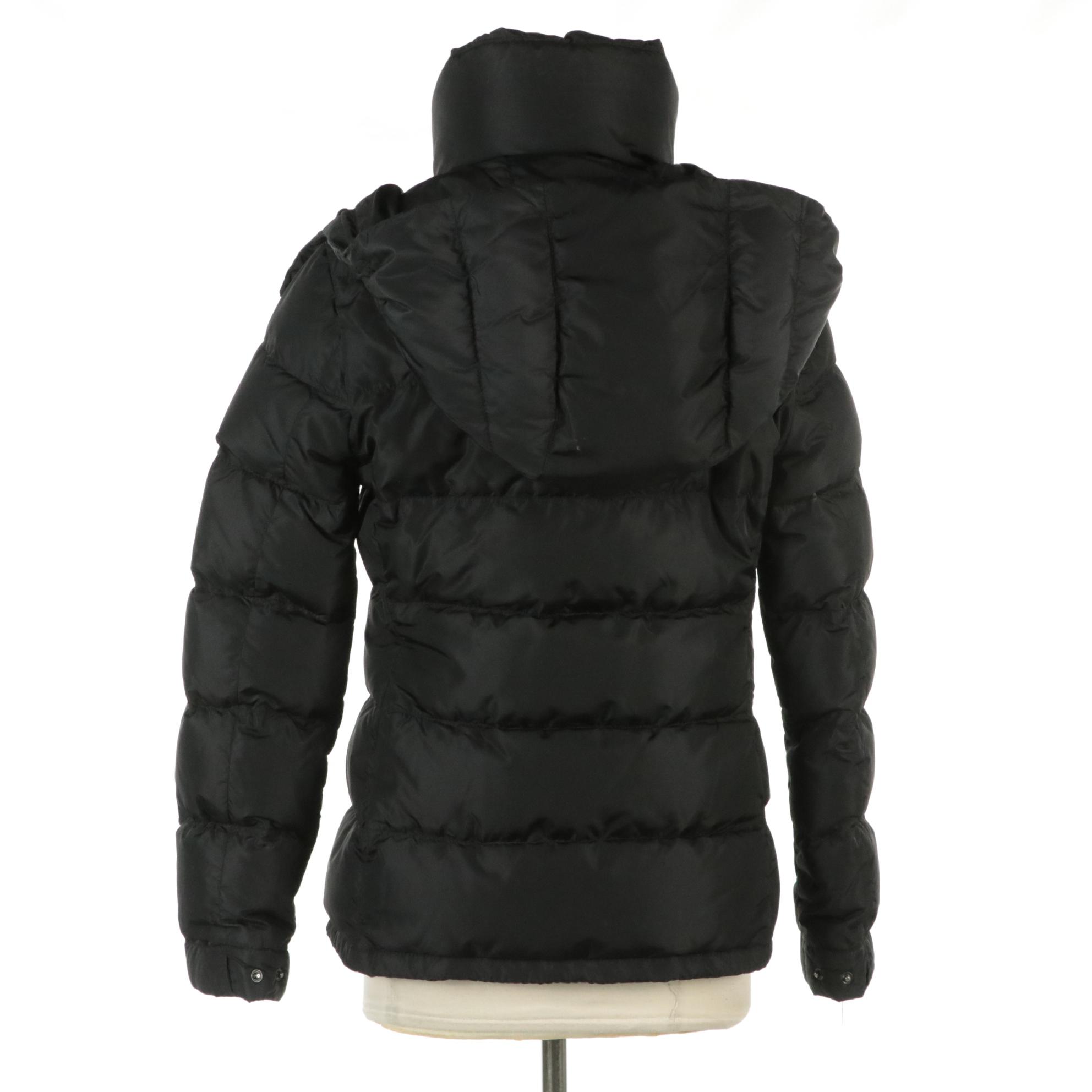 Prada Black Quilted Nylon Puffer Down Jacket with Detachable Hood