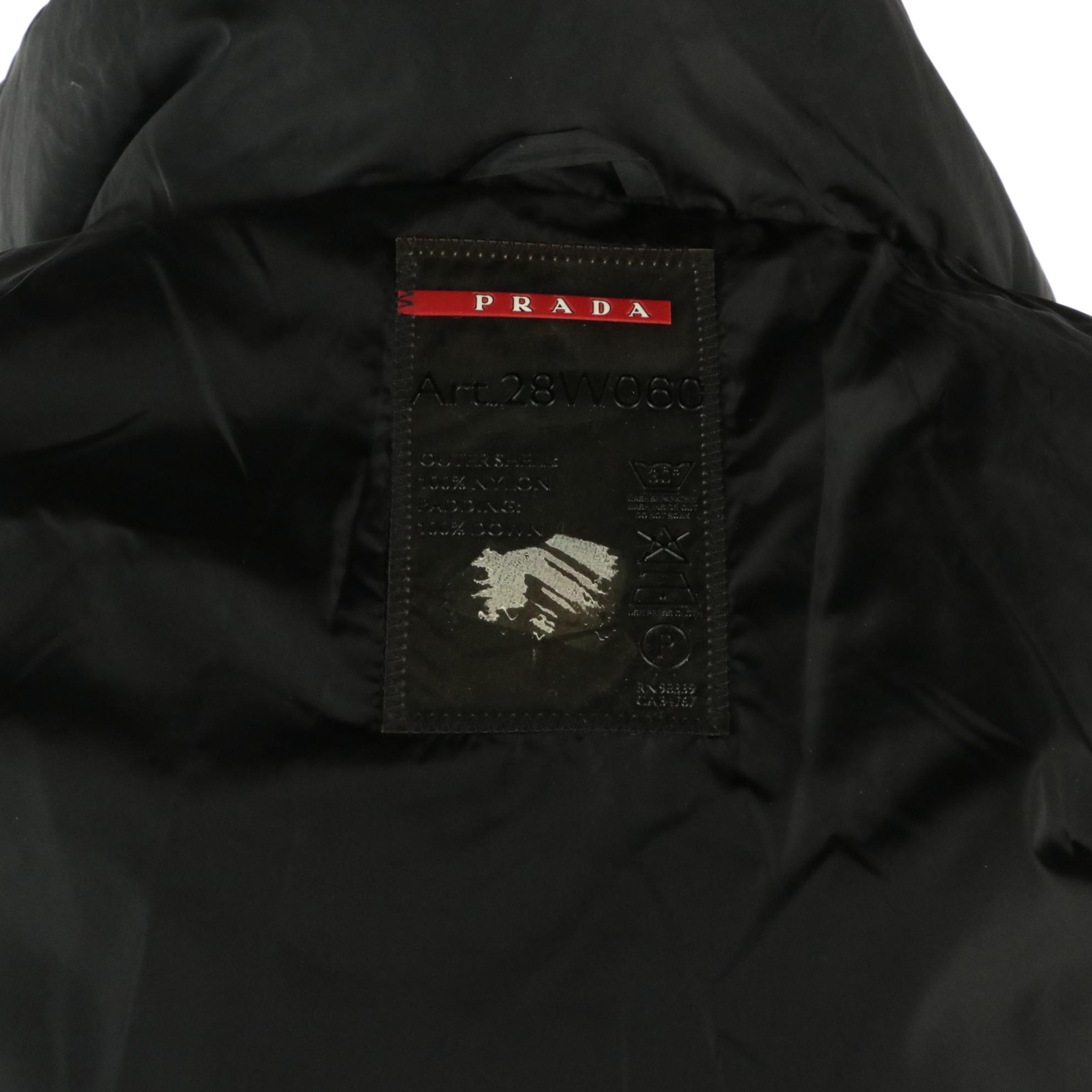 Prada Black Quilted Nylon Puffer Down Jacket with Detachable Hood