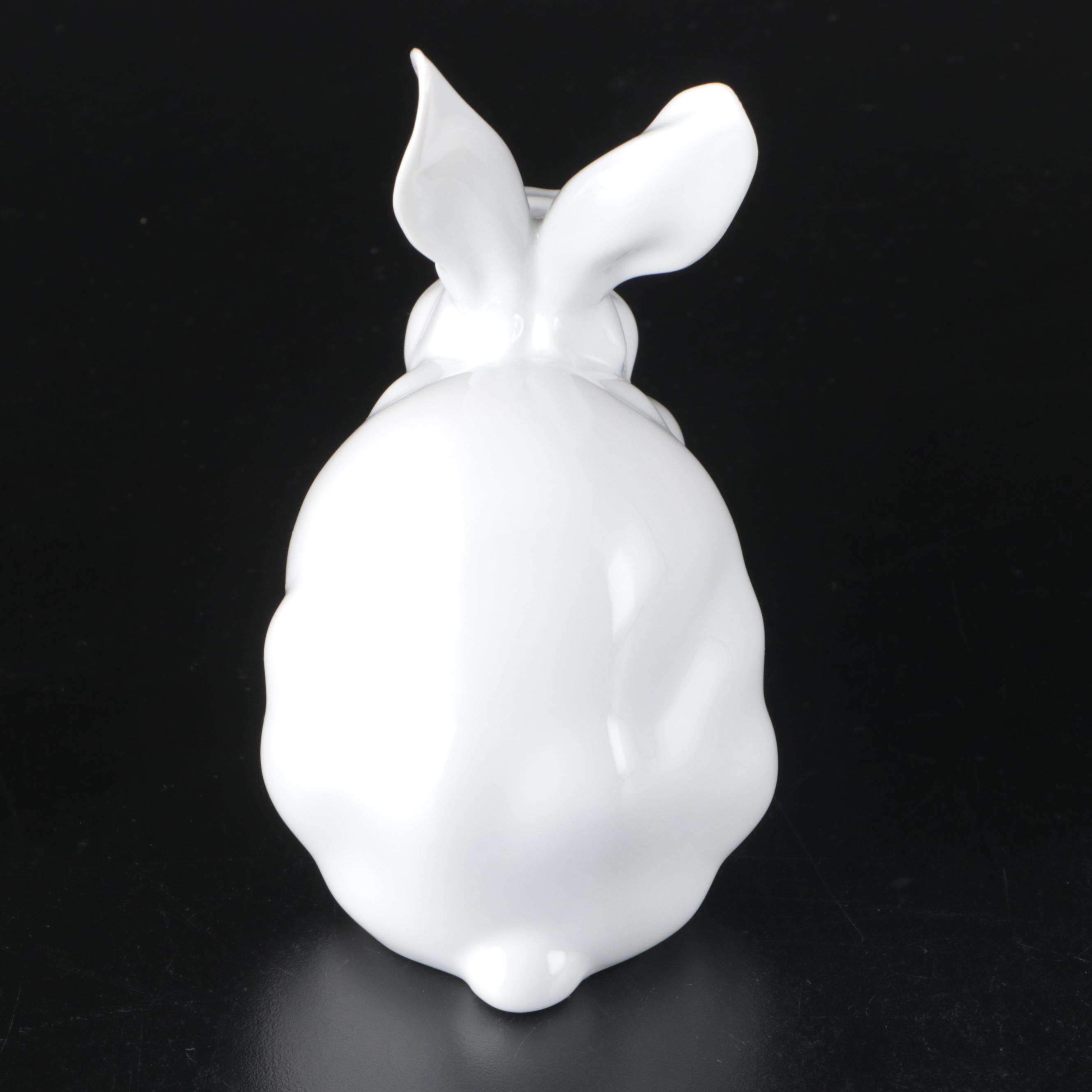 Herend White "Sitting Bunny" Porcelain Figurine, 1998