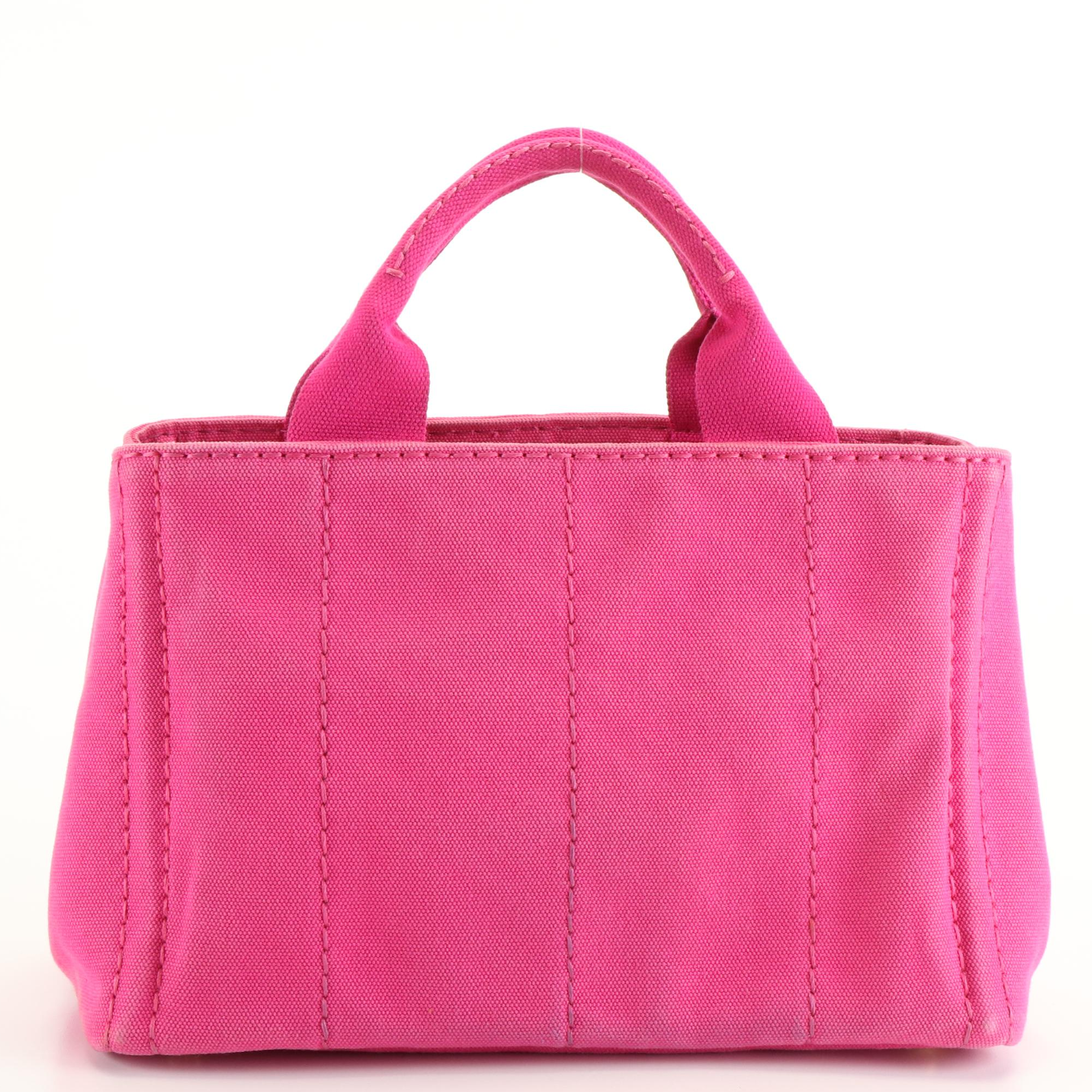 Prada Canapa Small Tote Bag in Fuxia Canvas