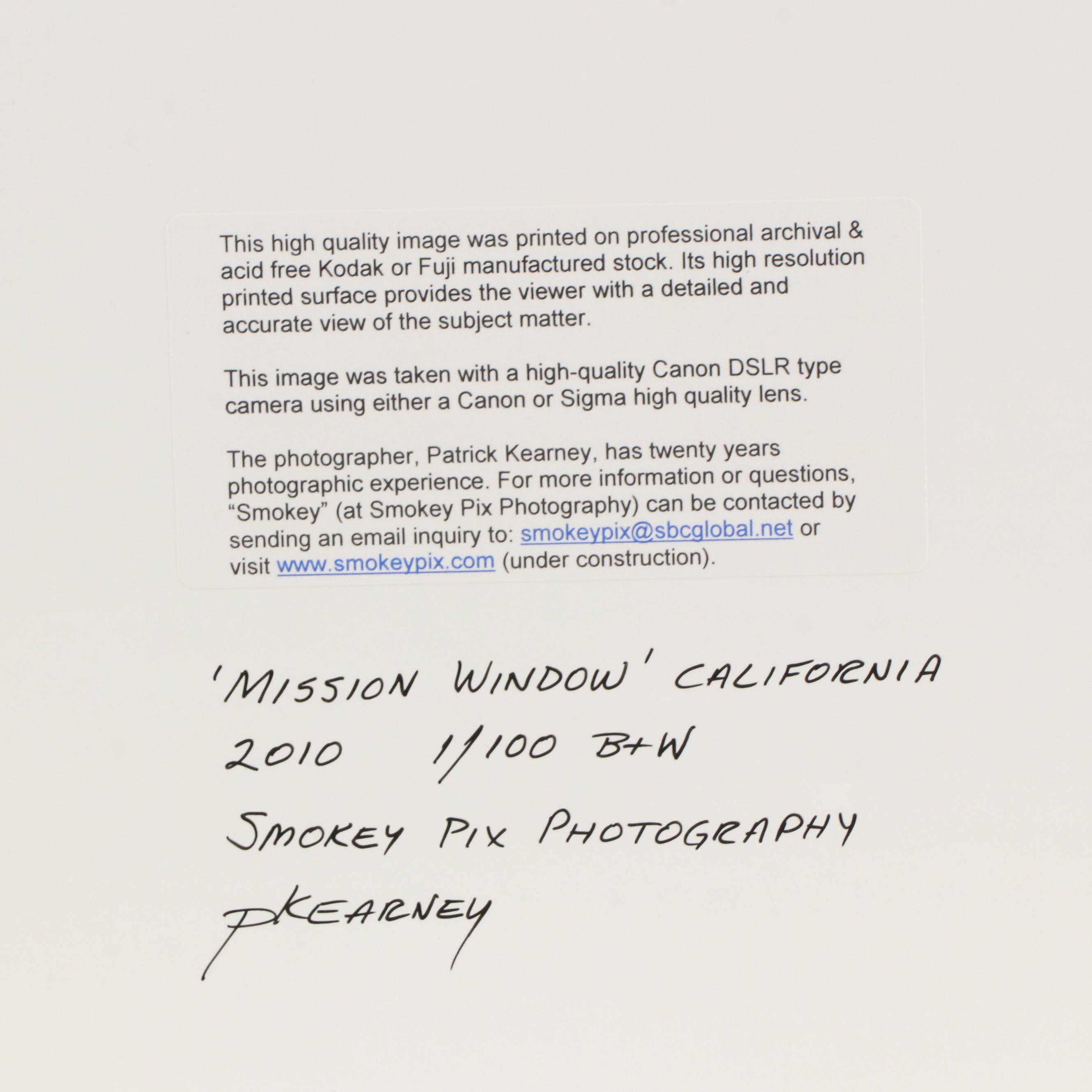 Patrick Kearney Black and White Digital Print "Mission Window," 2010