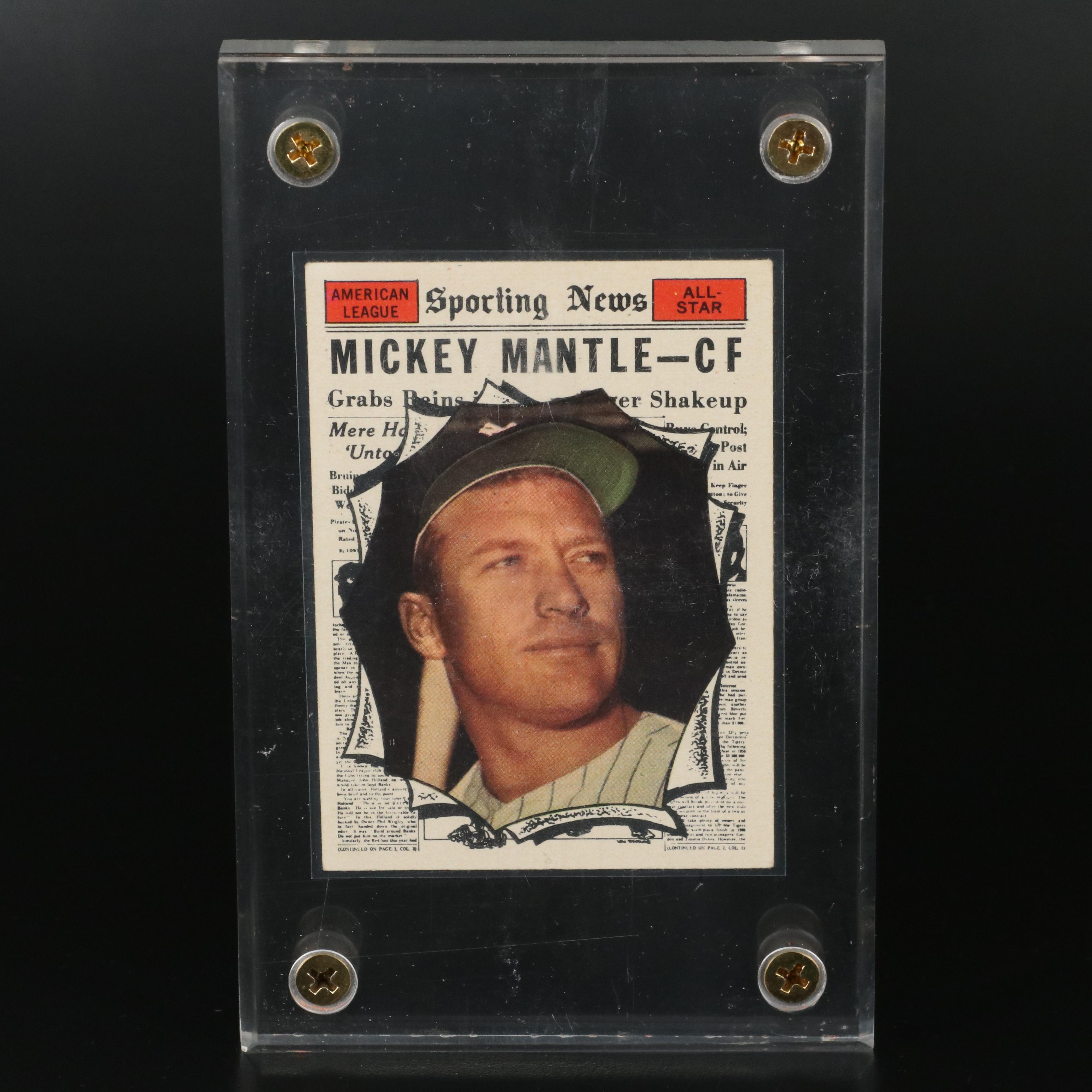 1961 Topps Mickey Mantle Sports News New York Yankees All-Star Baseball Card