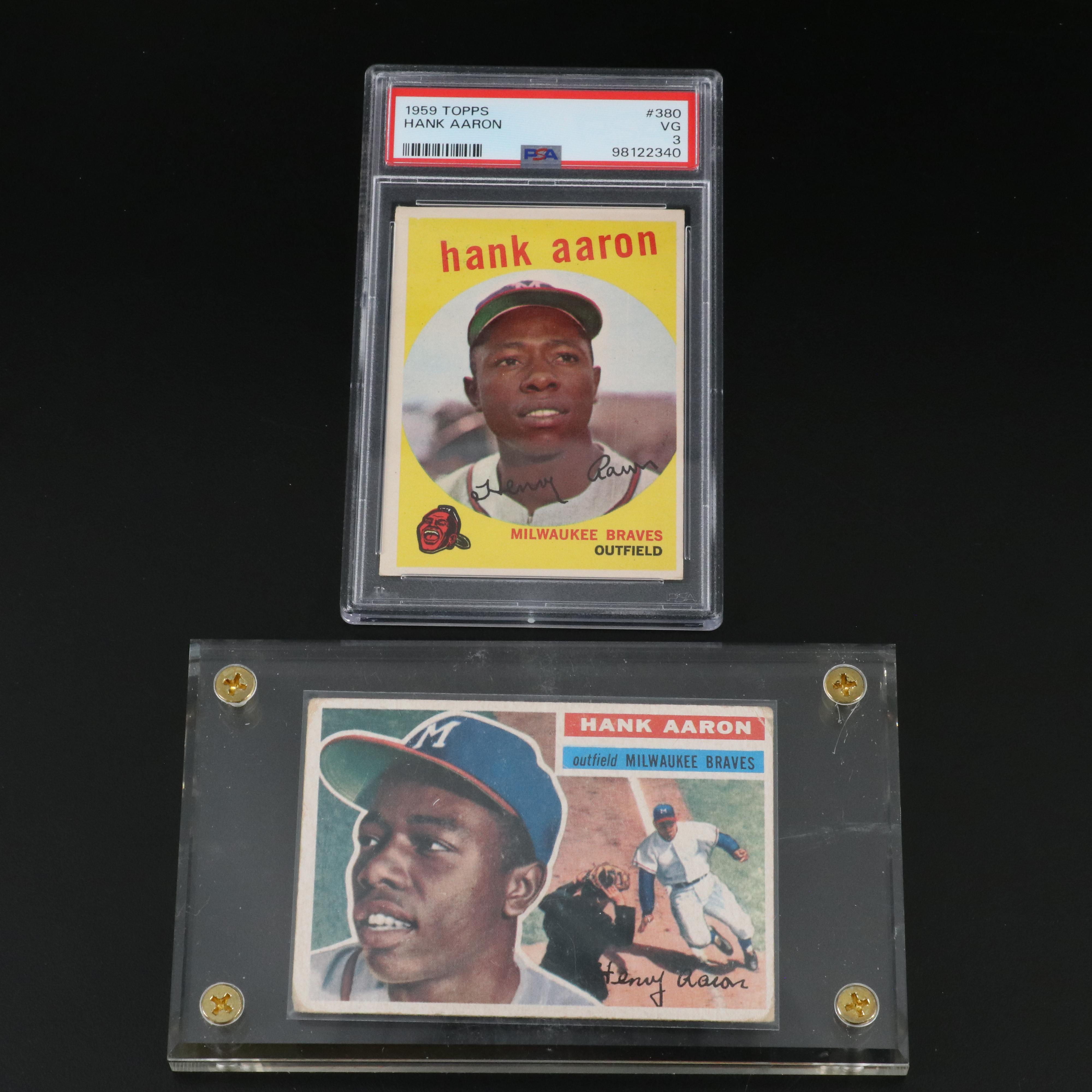 1956 and 1959 Topps Hank Aaron Milwaukee Braves Baseball Cards