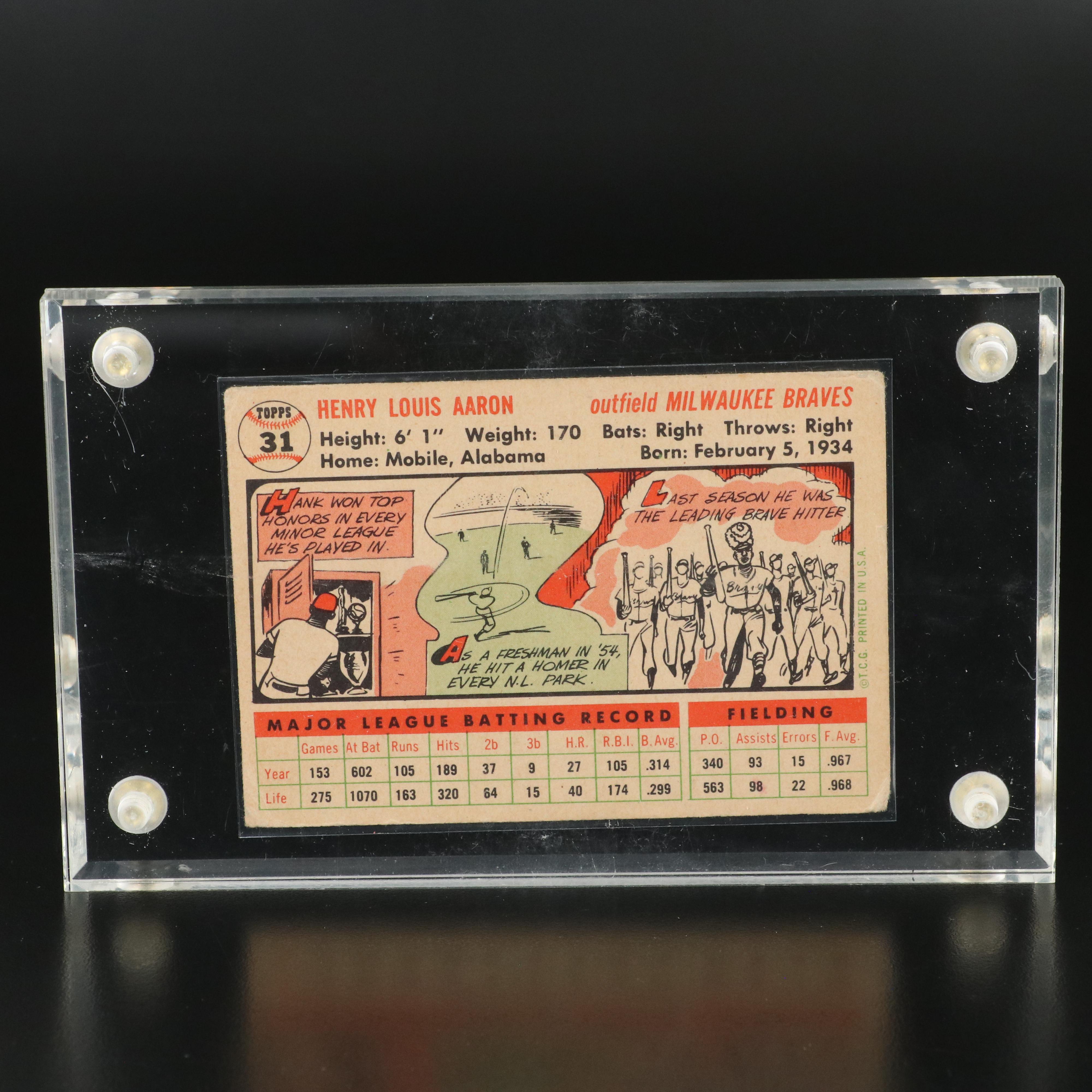 1956 and 1959 Topps Hank Aaron Milwaukee Braves Baseball Cards