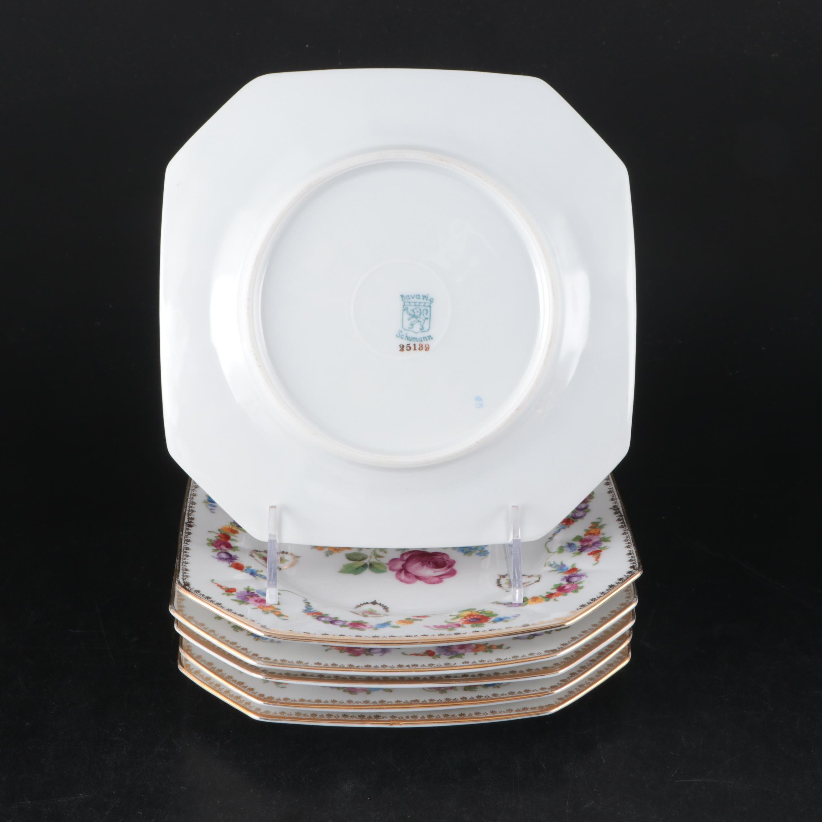 Schumann Dresden Style Porcelain Salad Plates with Other French Porcelain Décor