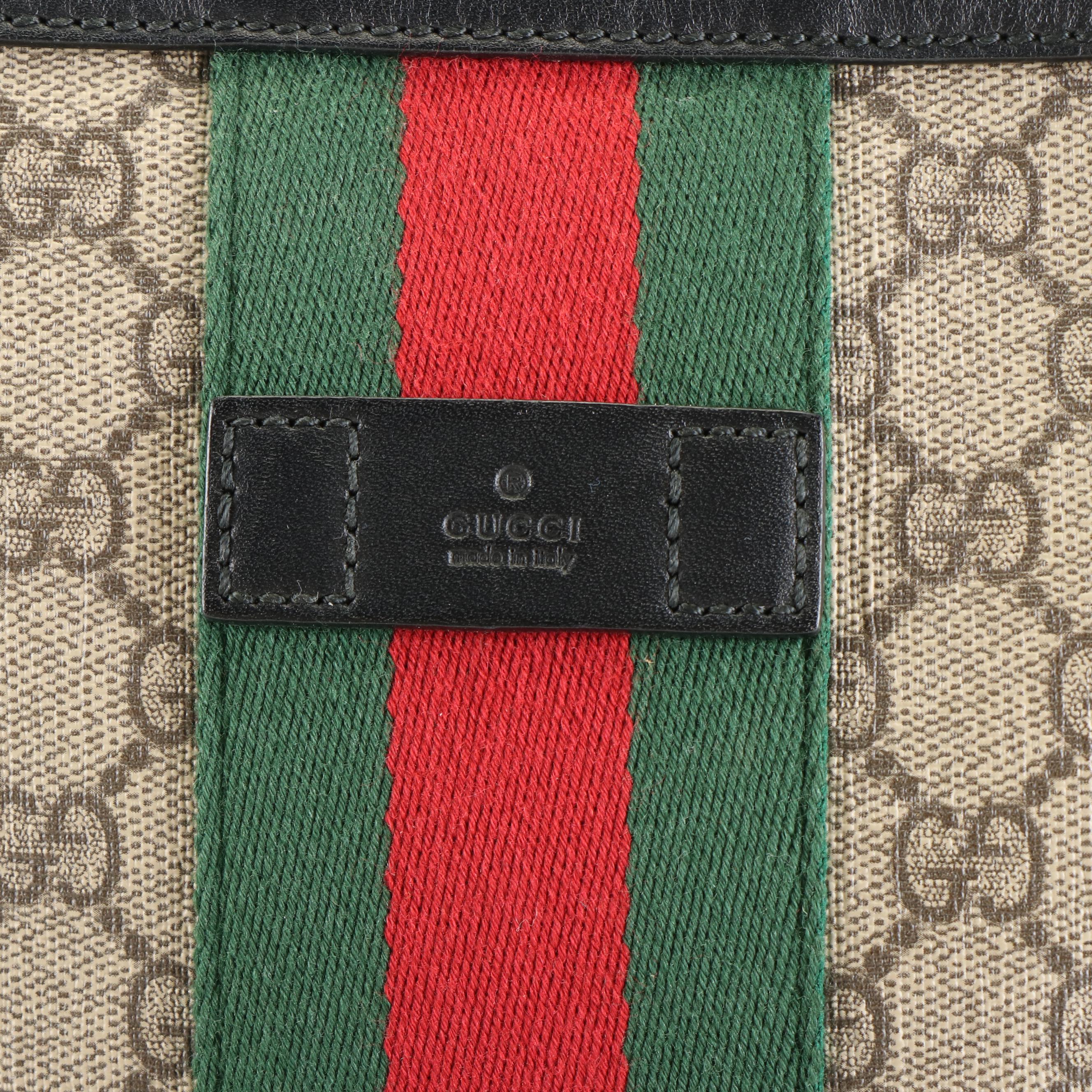 Gucci Ophidia Sherry Line Crossbody Bag in GG Supreme and Black Leather