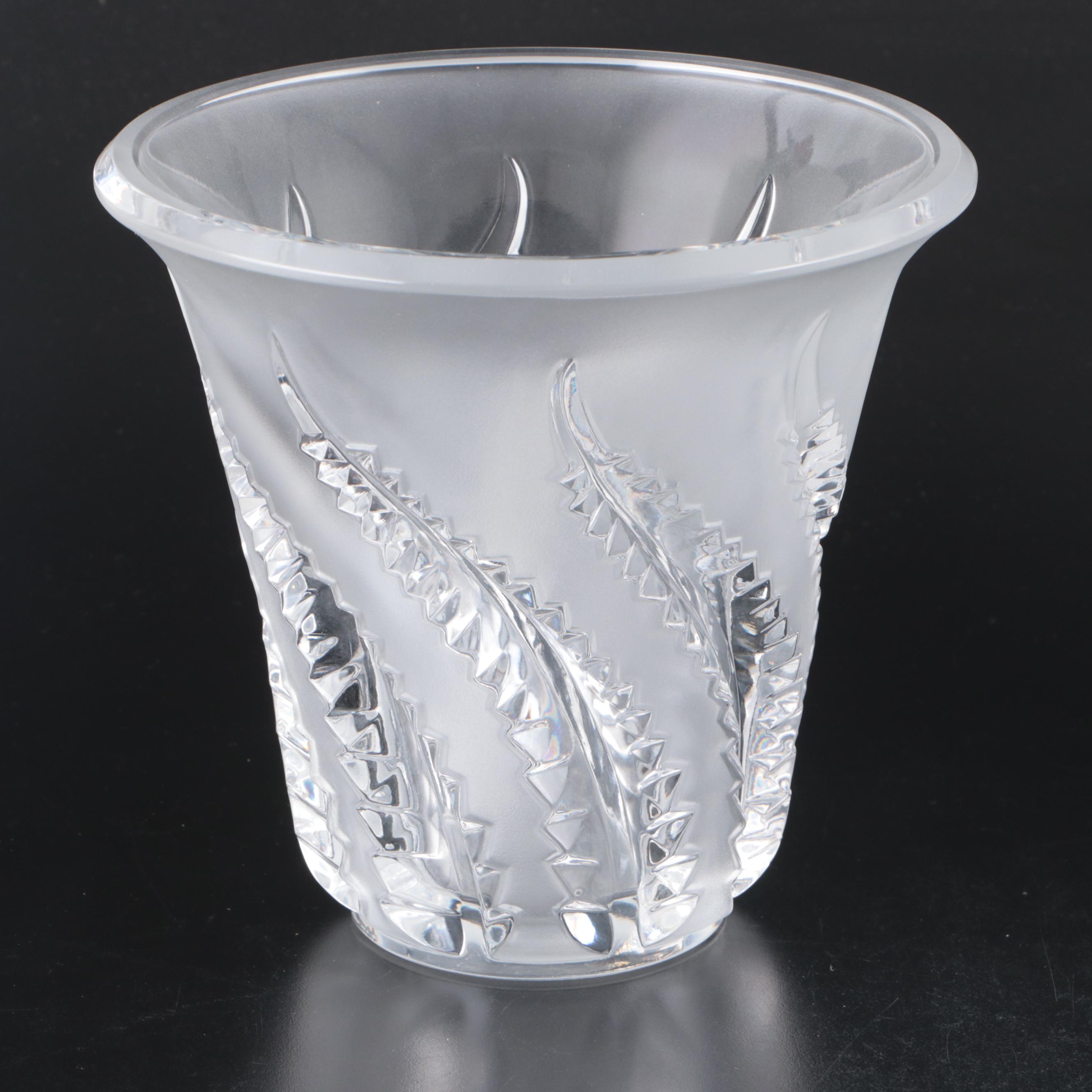 Lalique "Lobelia" Frosted and Clear Crystal Vase, Mid to Late 20th Century