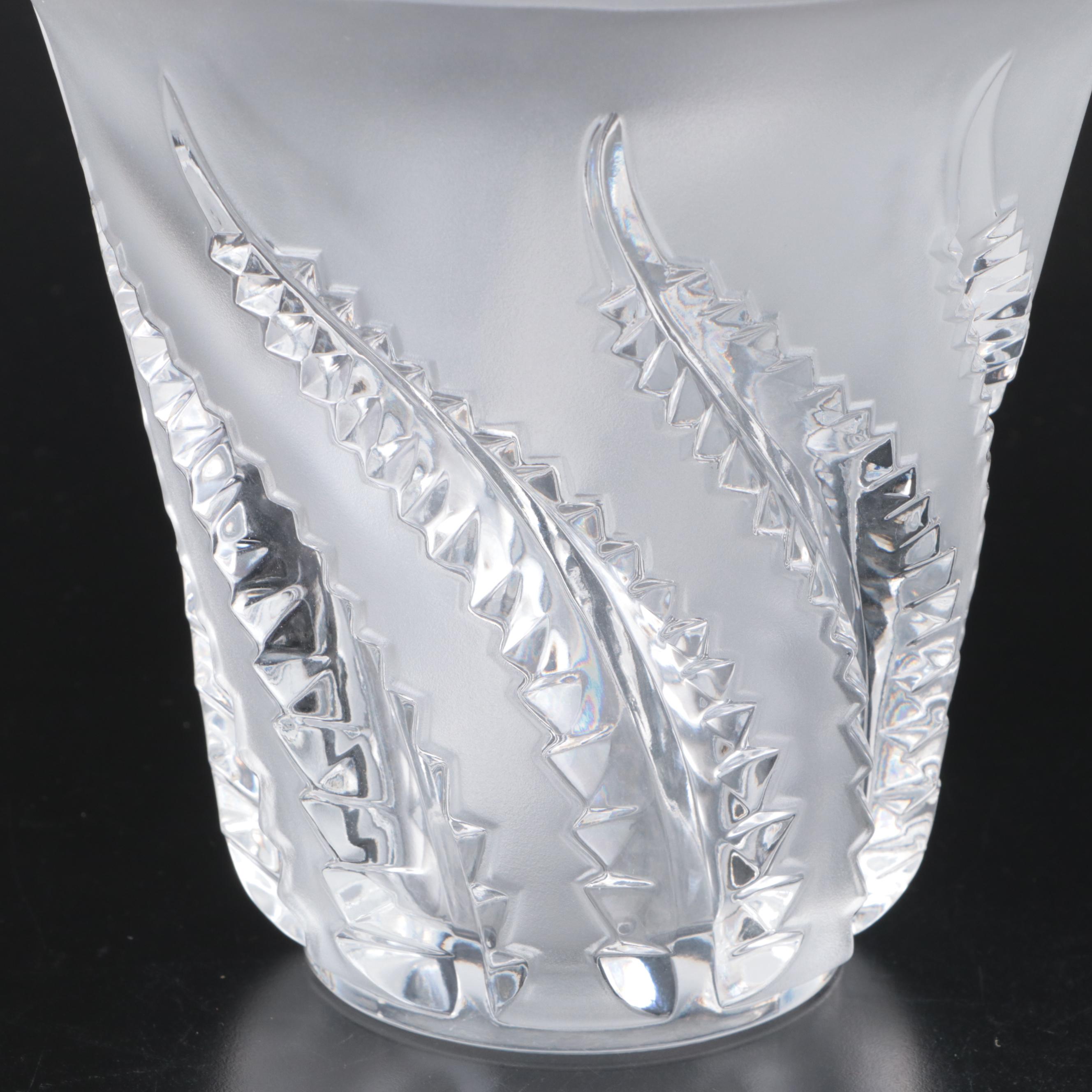 Lalique "Lobelia" Frosted and Clear Crystal Vase, Mid to Late 20th Century