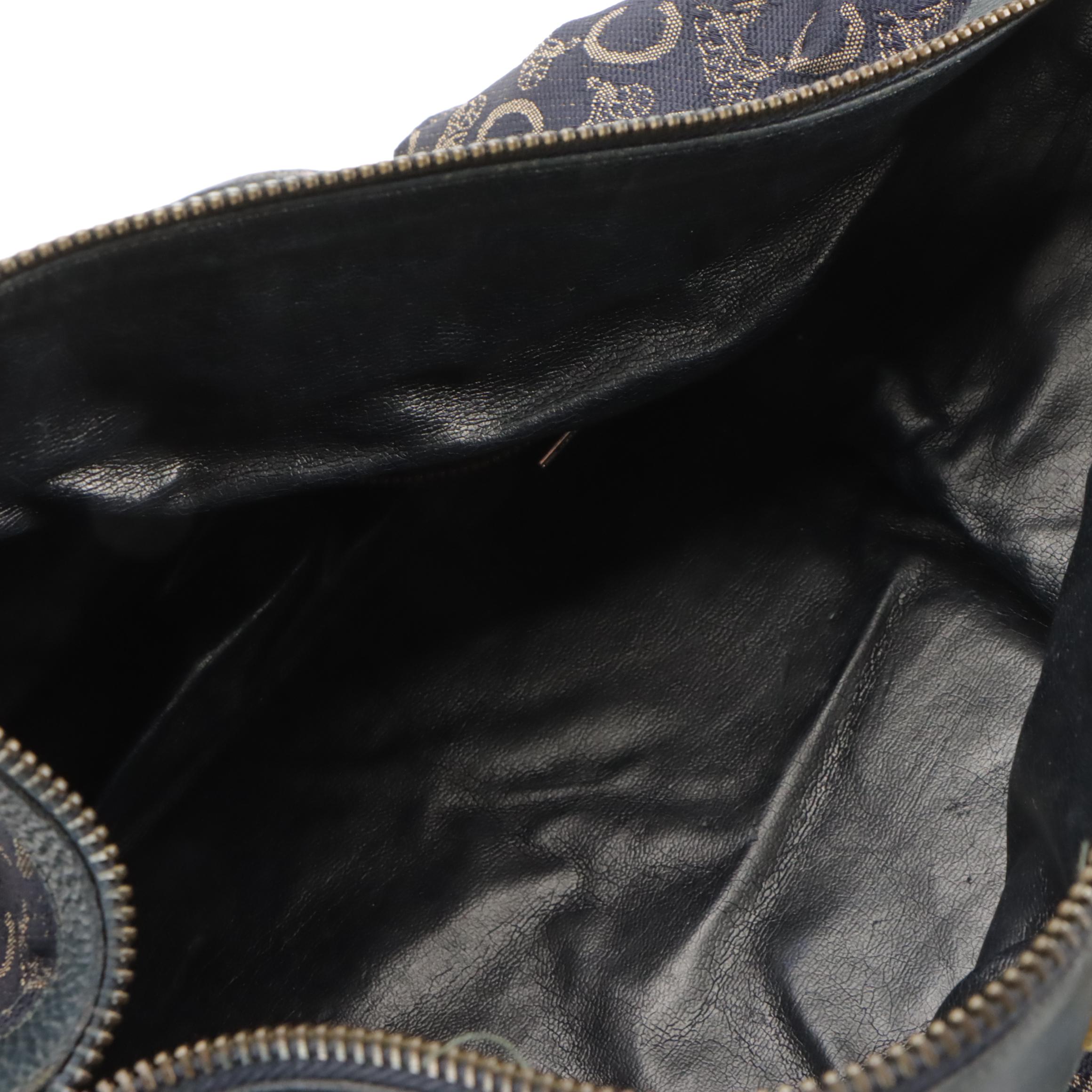 Celine Boston Bag in Navy Blue C Carriage Canvas with Leather Trim