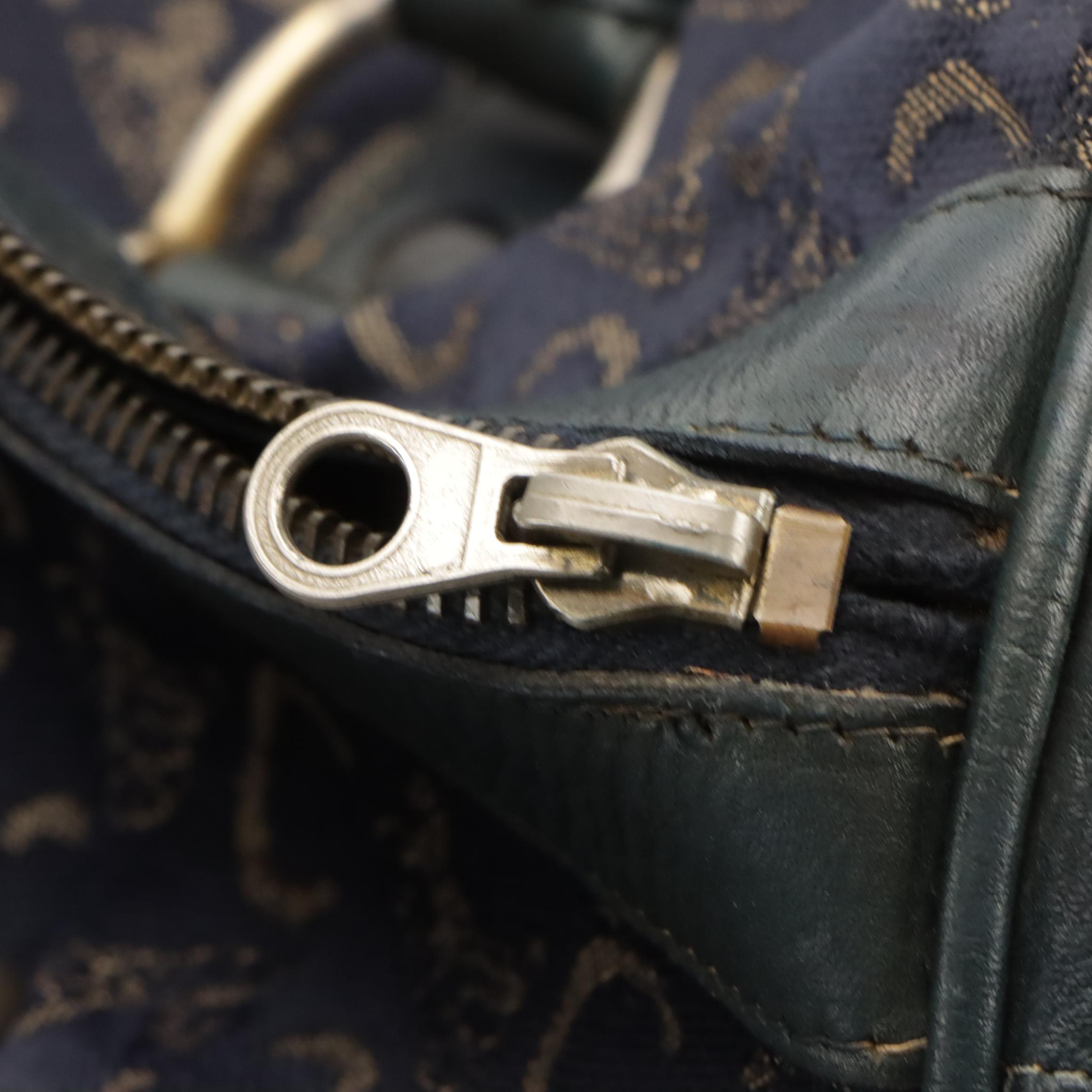 Celine Boston Bag in Navy Blue C Carriage Canvas with Leather Trim