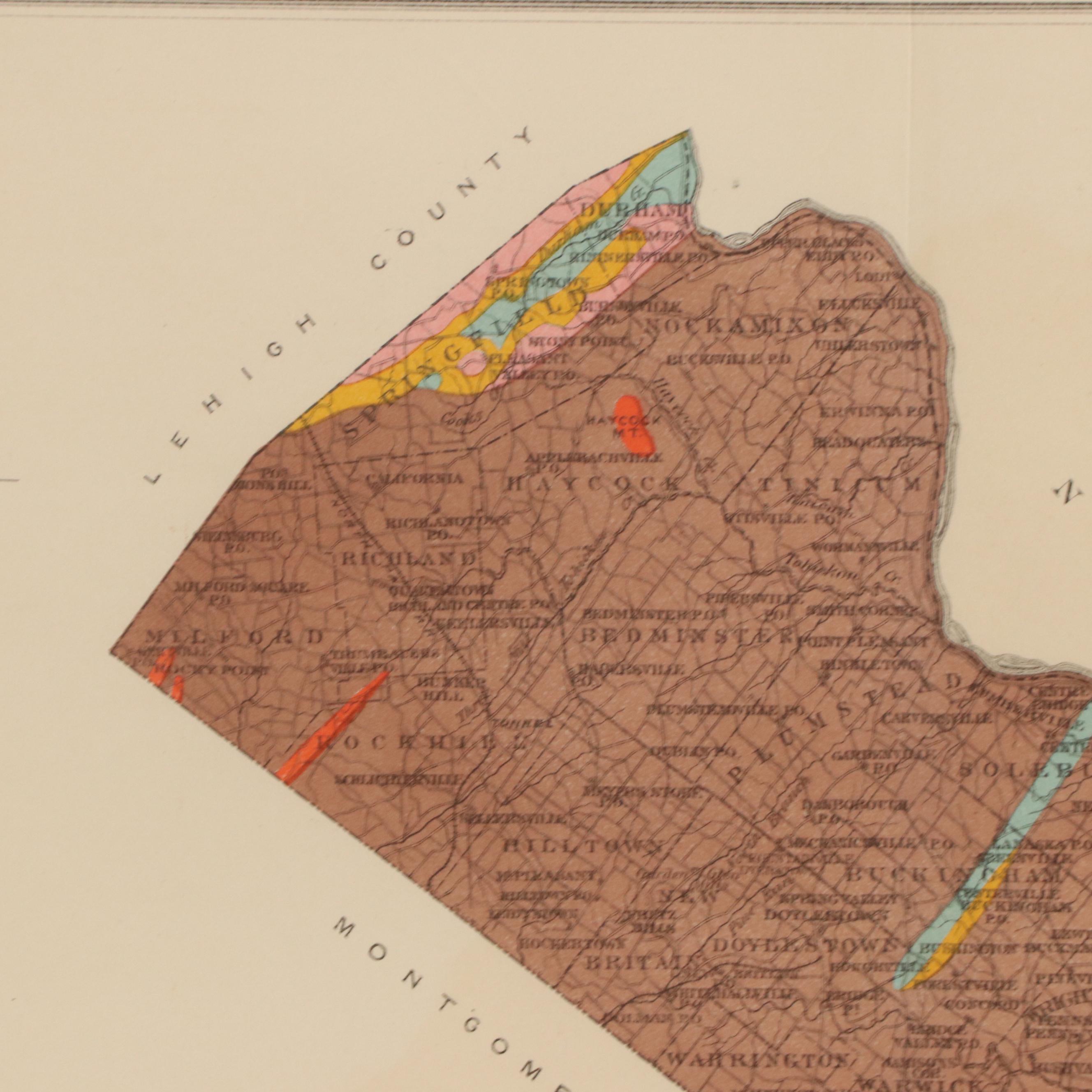 Special Geological Map of Pennsylvania Map "Bucks County," 1884
