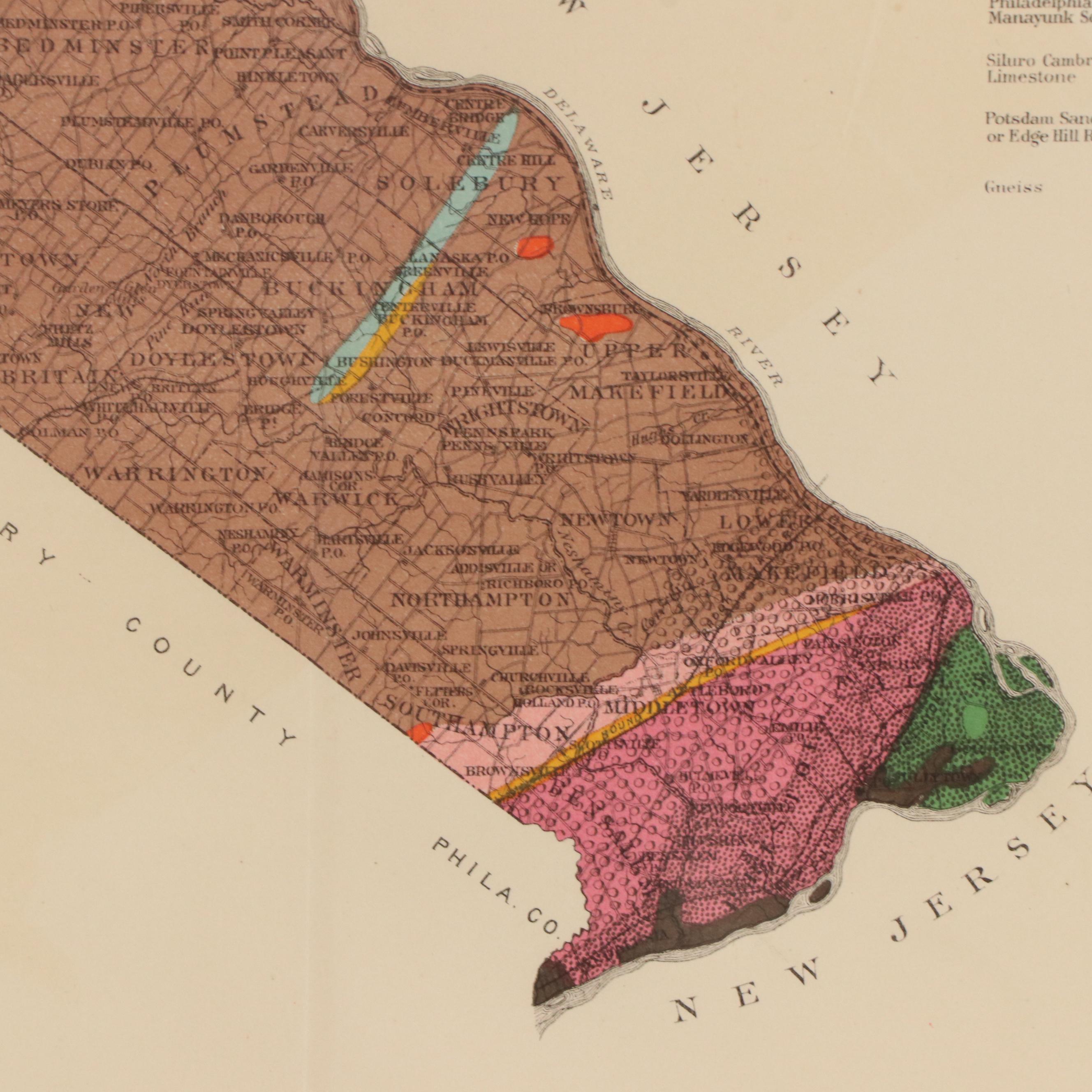 Special Geological Map of Pennsylvania Map "Bucks County," 1884