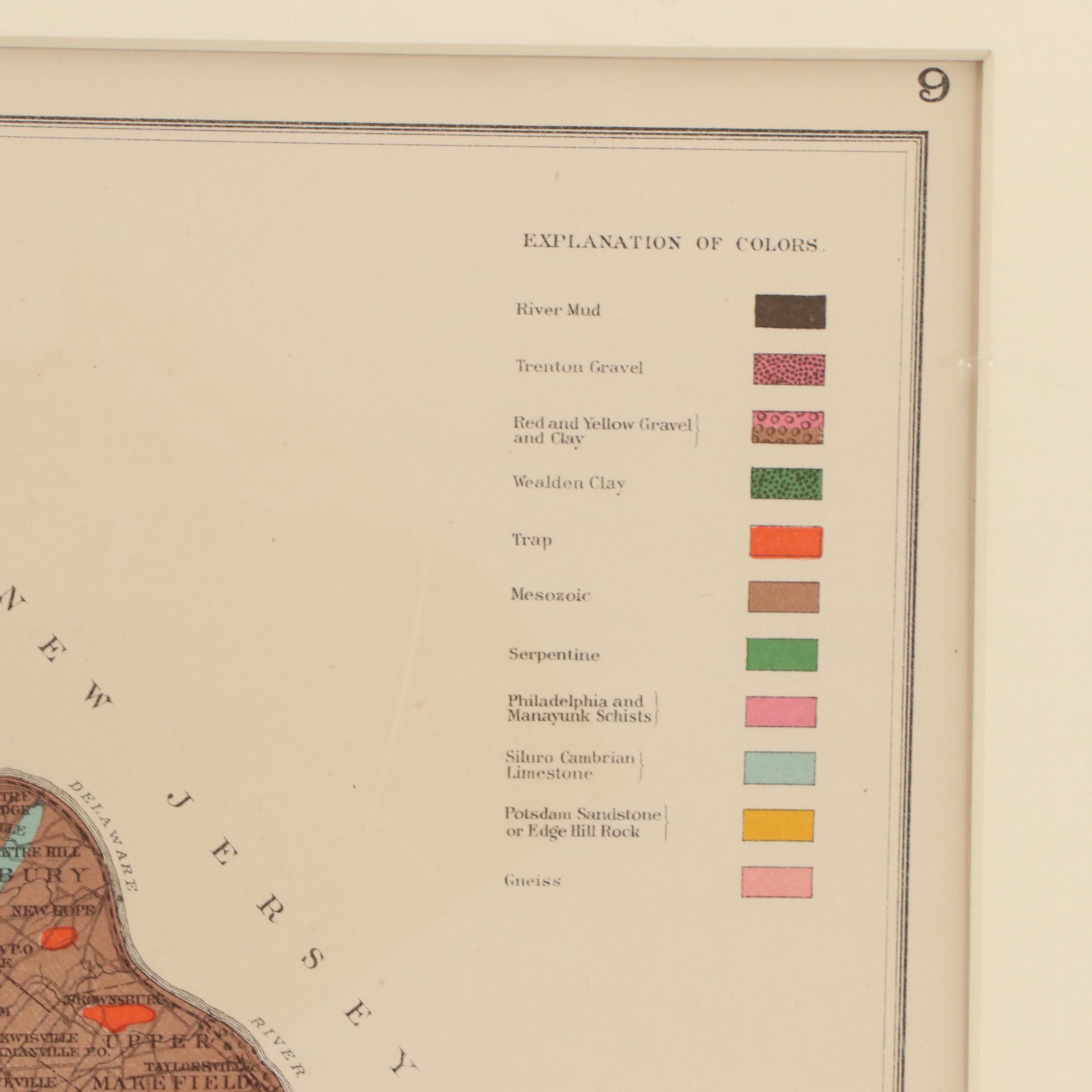 Special Geological Map of Pennsylvania Map "Bucks County," 1884