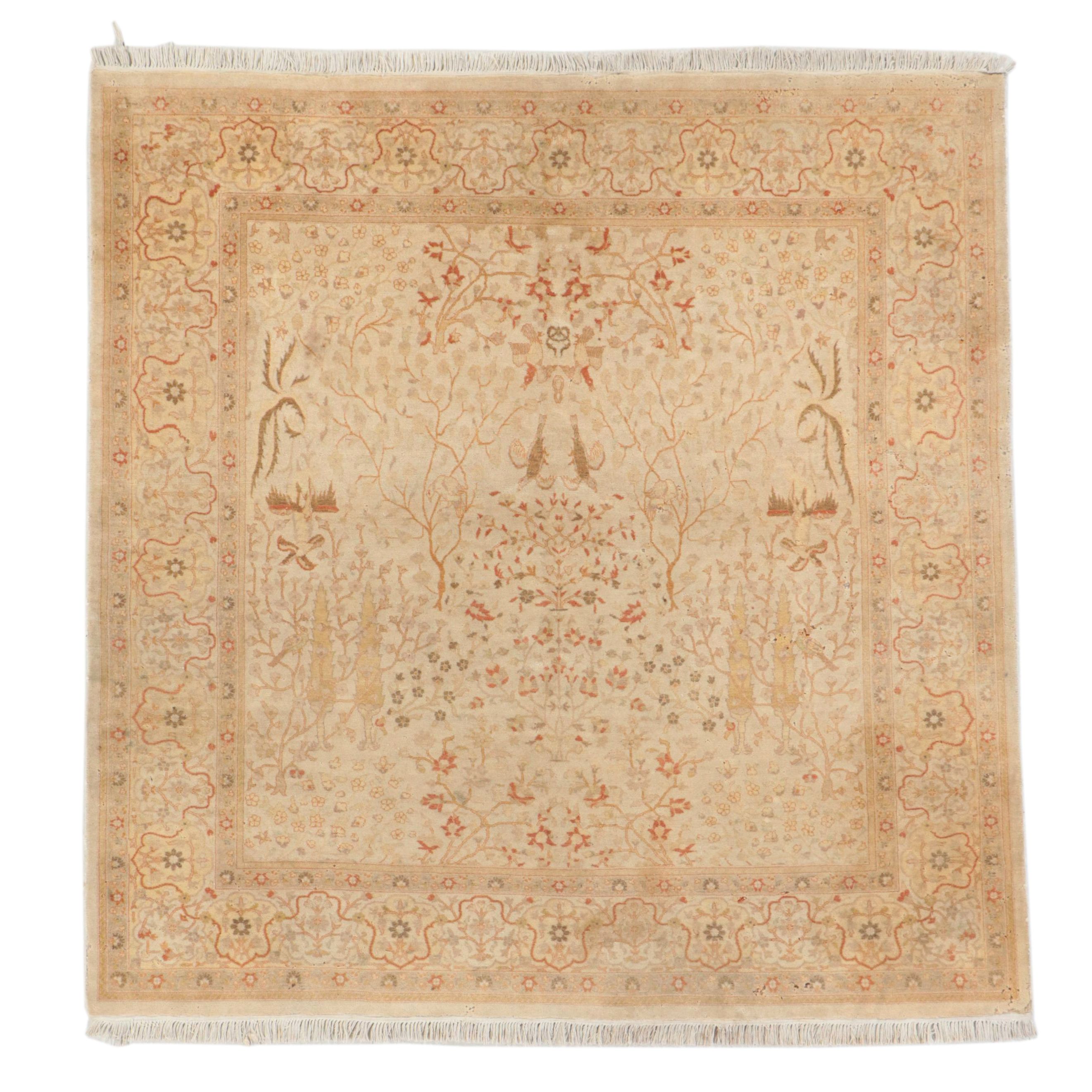 6' x 6'4 Hand-Knotted Turkish Oushak Area Rug