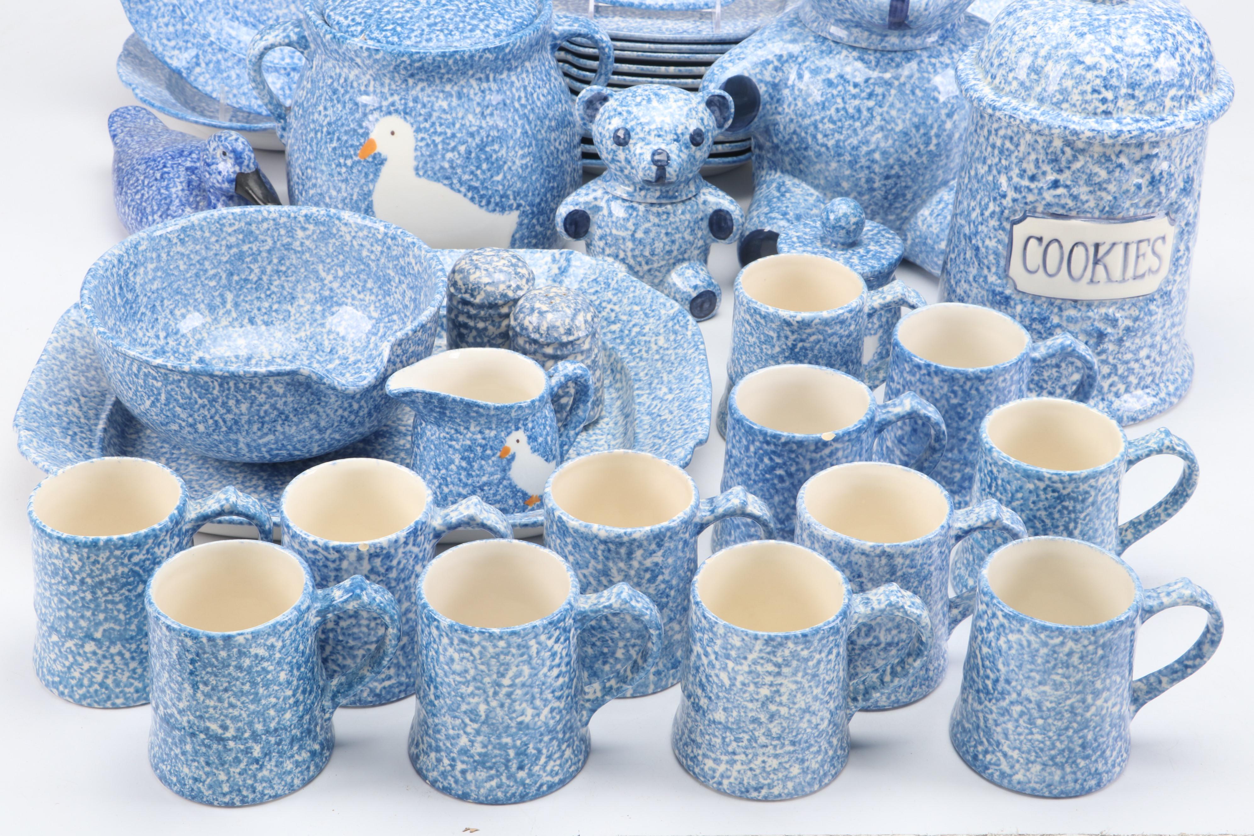 N. S. Gustin Co. Splatter Pattern Ceramic Mugs, Bowls, Dinner Plates and More