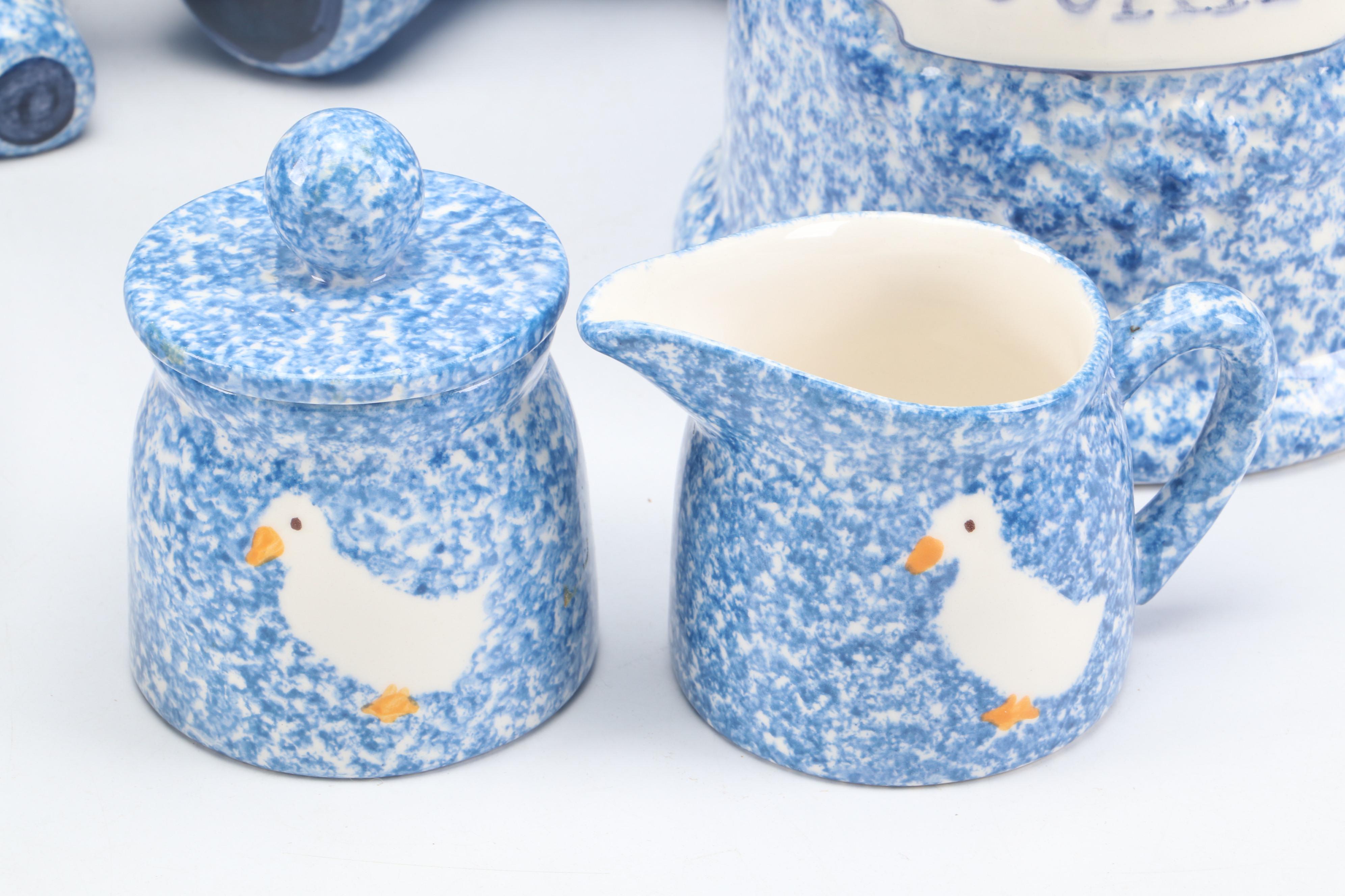 N. S. Gustin Co. Splatter Pattern Ceramic Mugs, Bowls, Dinner Plates and More