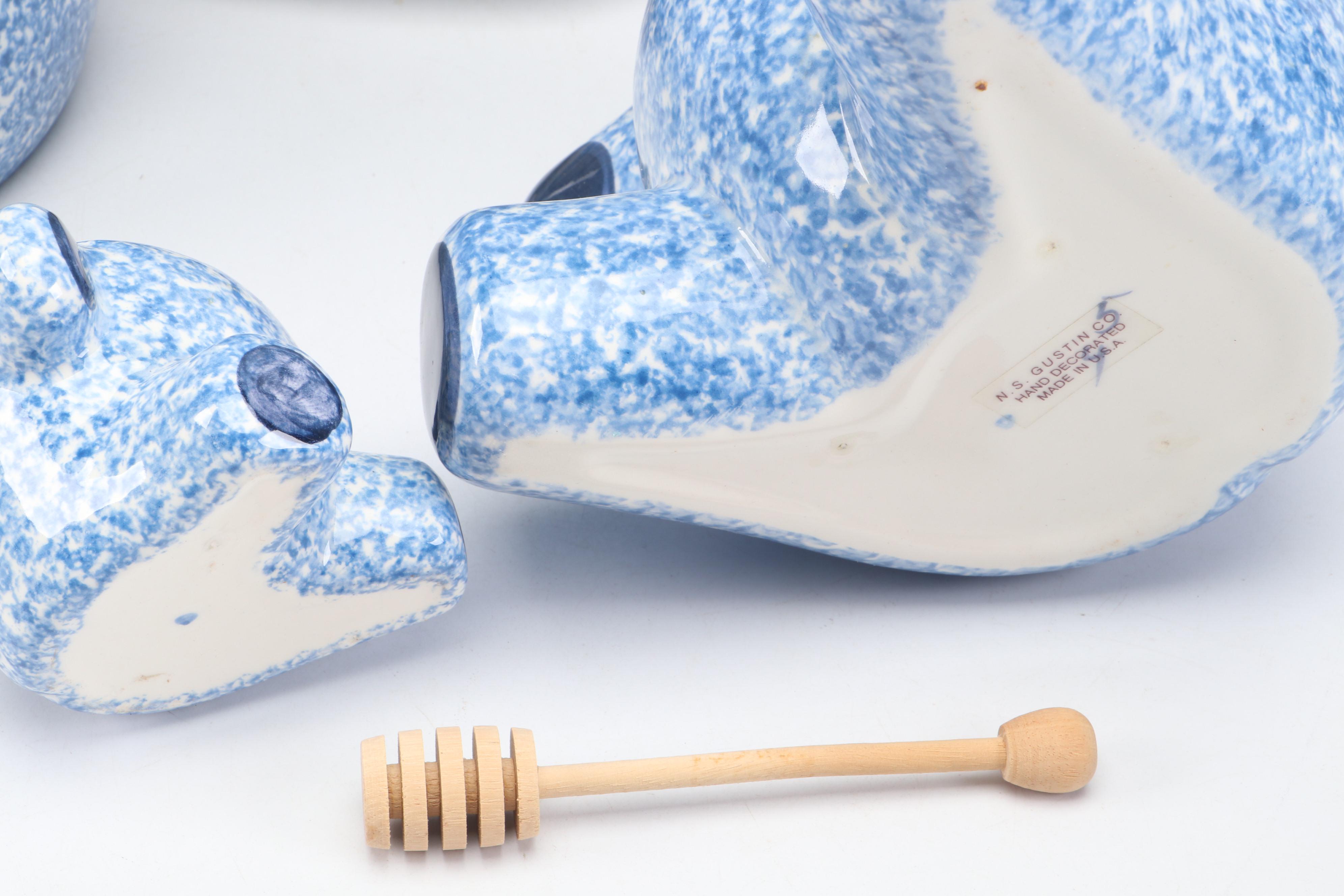 N. S. Gustin Co. Splatter Pattern Ceramic Mugs, Bowls, Dinner Plates and More