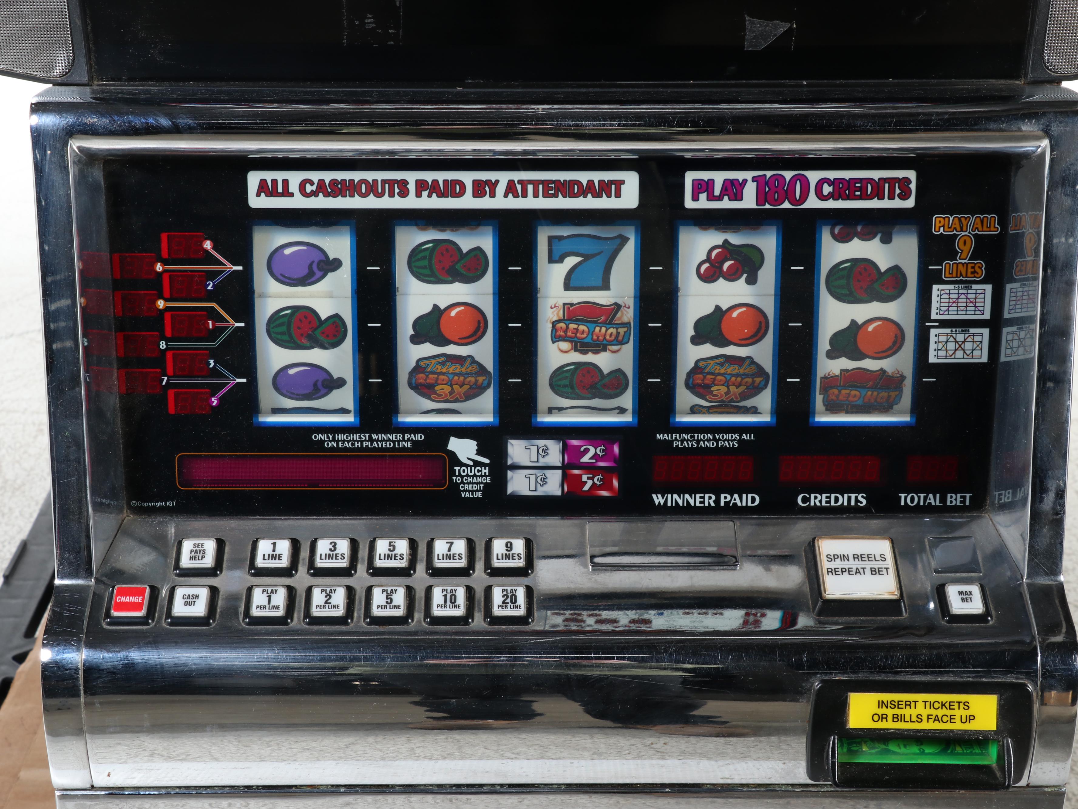 IGT "Triple Double 777 Red Hot" Slot Machine with Cabinet Stand, 2000