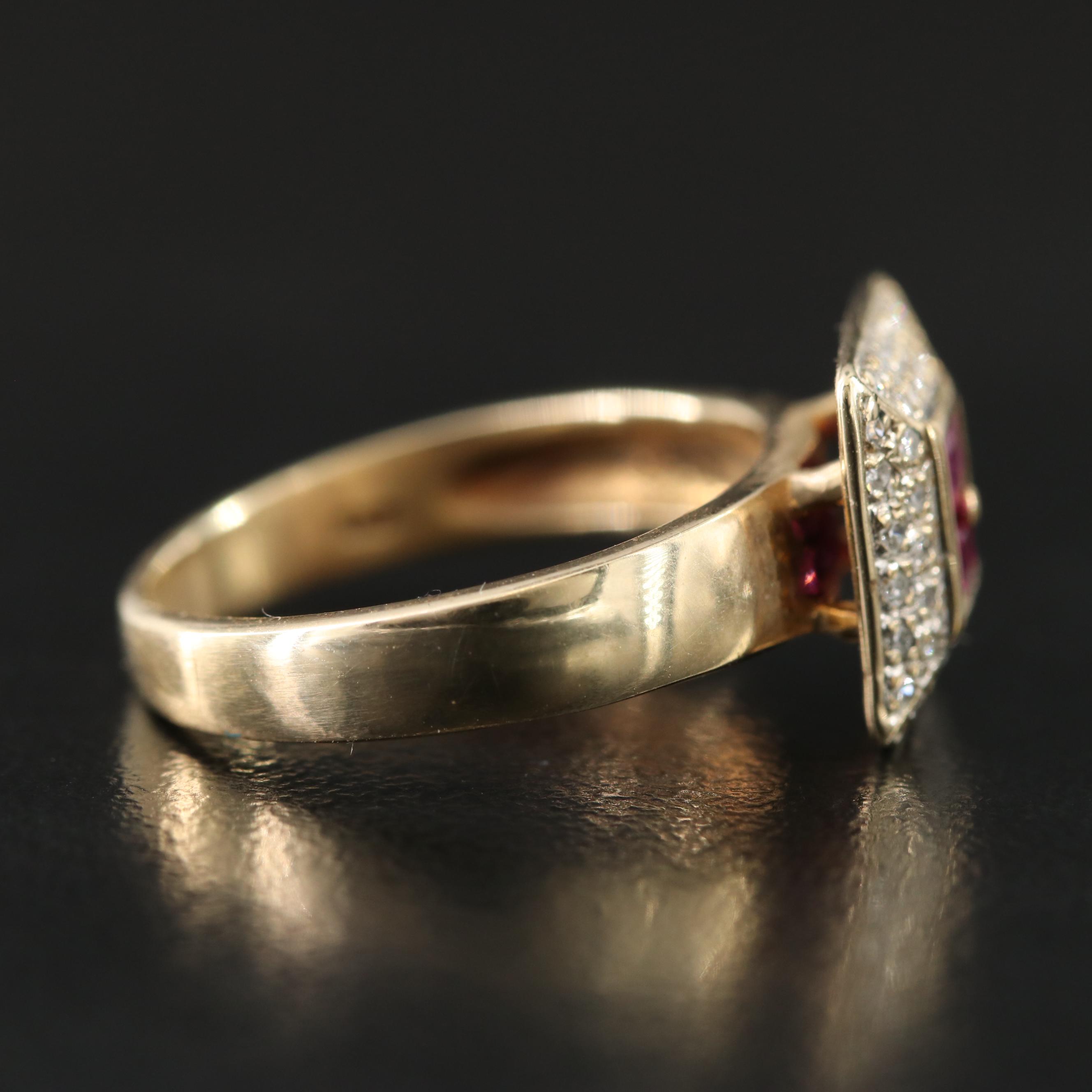 10K Ruby and Diamond Square Ring