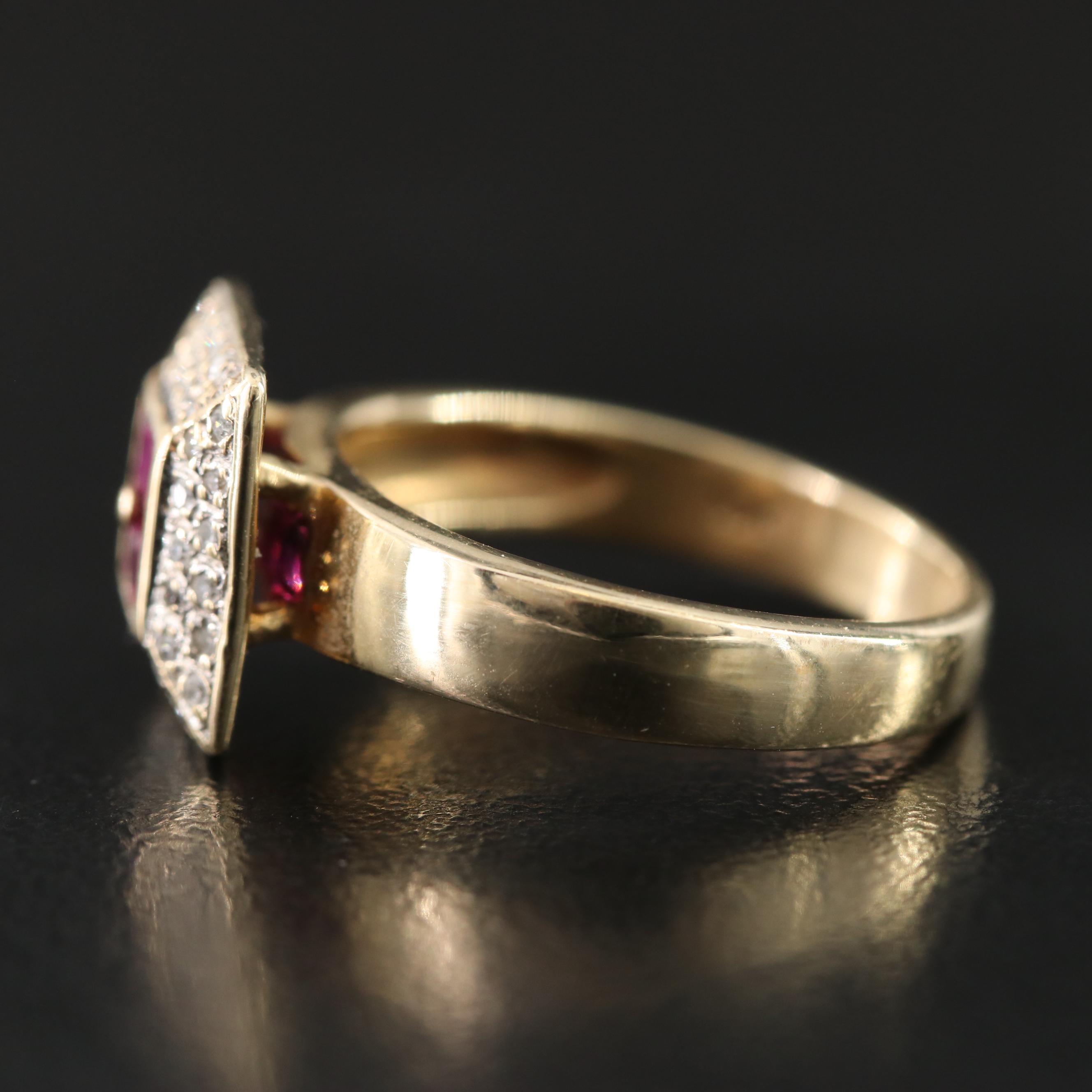 10K Ruby and Diamond Square Ring