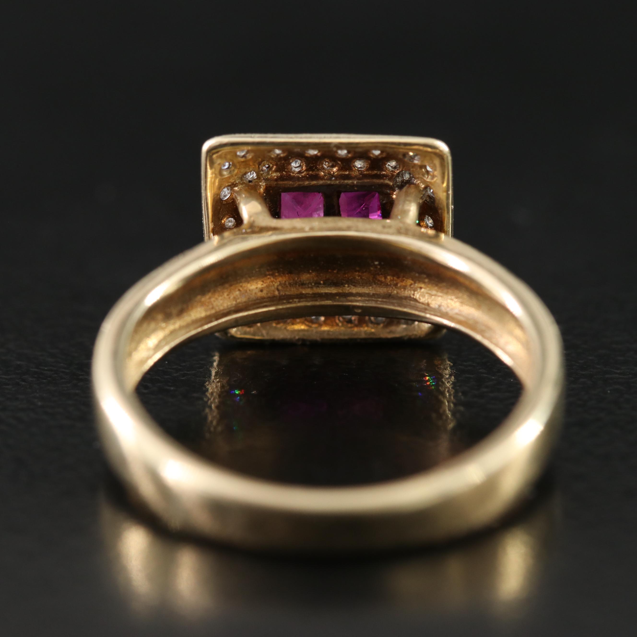 10K Ruby and Diamond Square Ring
