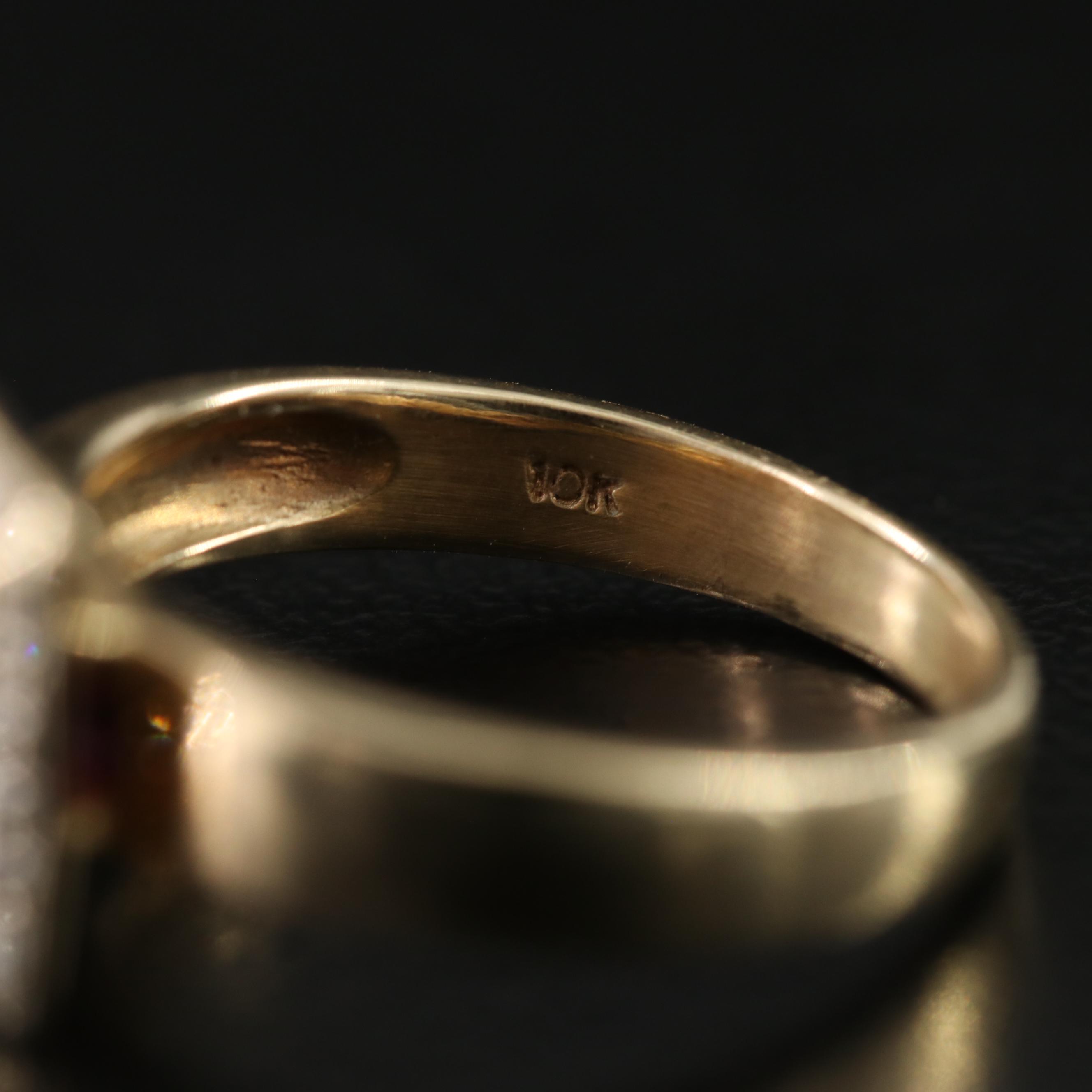 10K Ruby and Diamond Square Ring