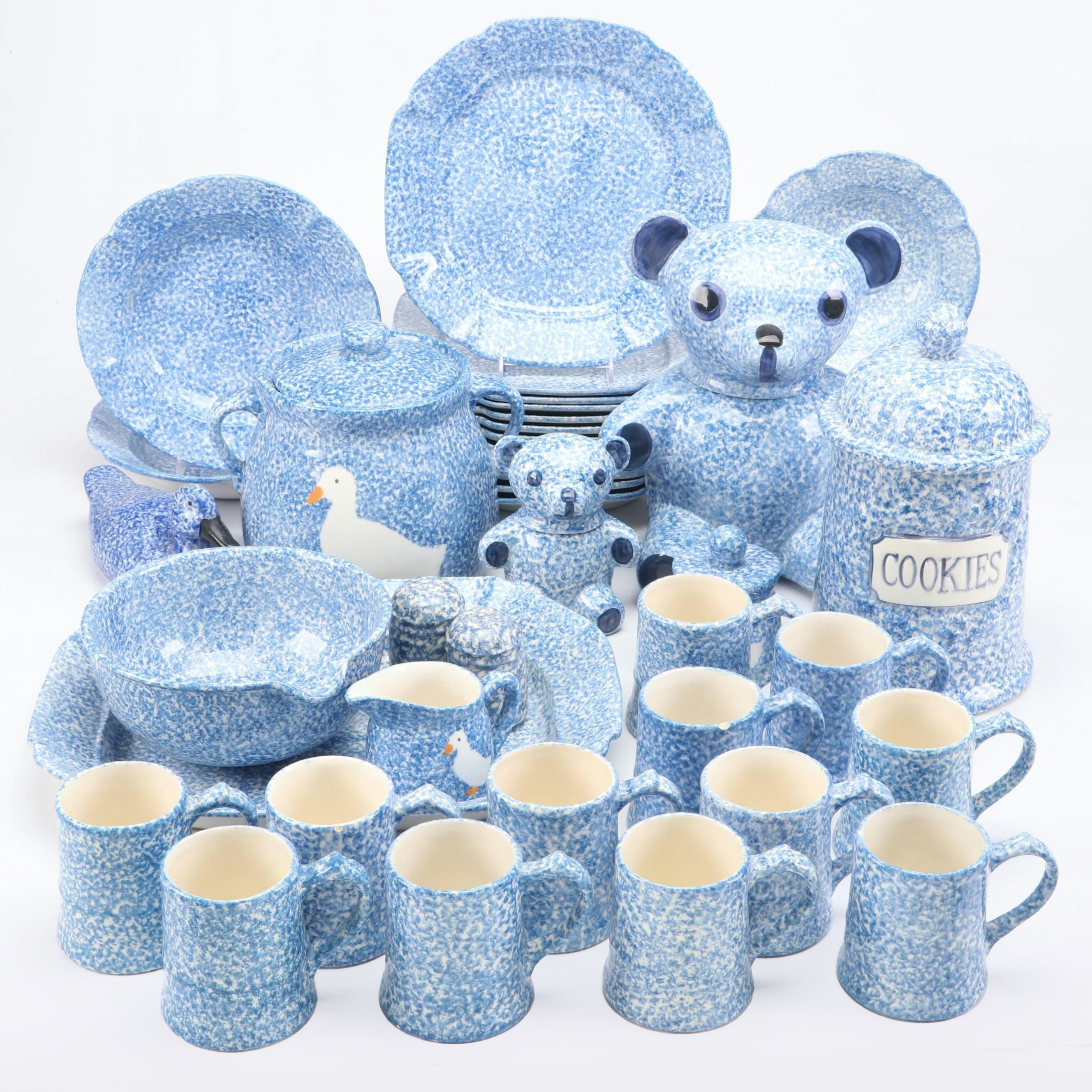 N. S. Gustin Co. Splatter Pattern Ceramic Mugs, Bowls, Dinner Plates and More