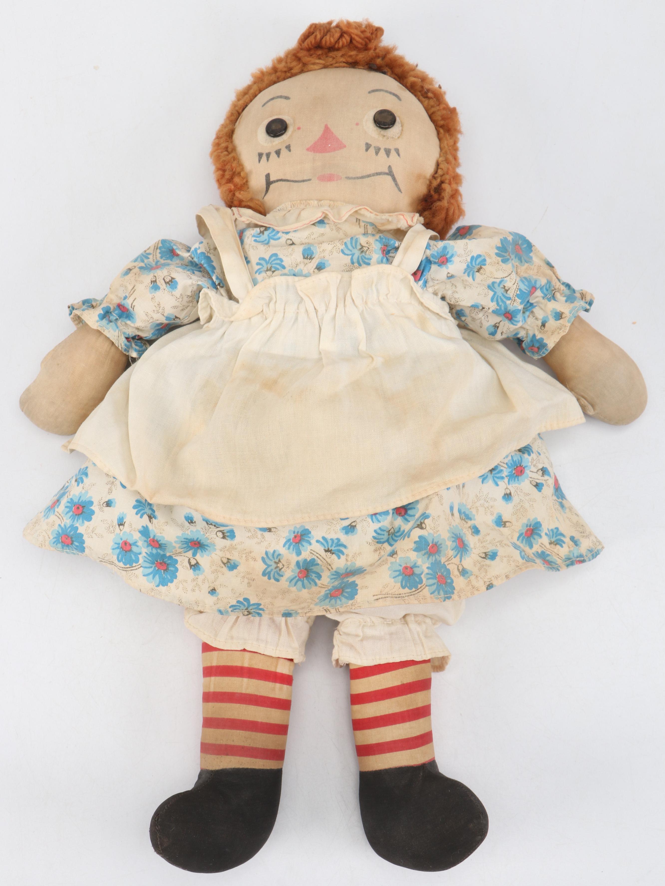 Borgfeldt Bye-Lo Baby Doll, Balos Porcelain Doll and Fabric Raggedy Ann Doll