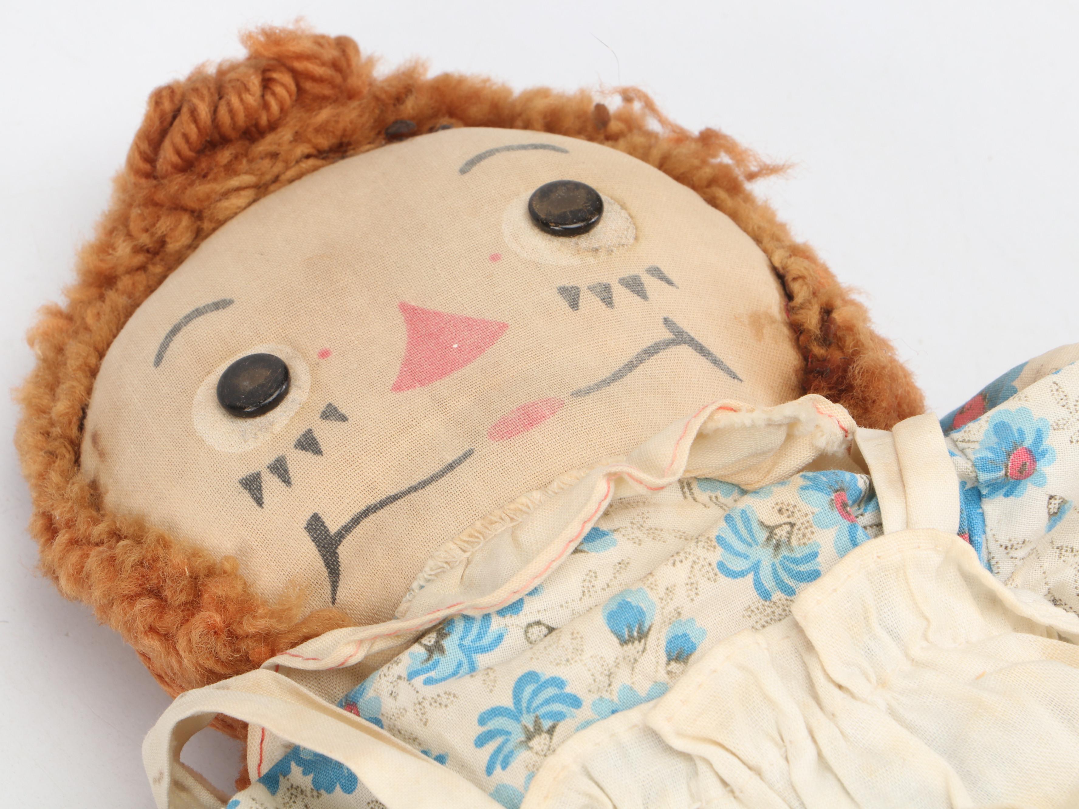 Borgfeldt Bye-Lo Baby Doll, Balos Porcelain Doll and Fabric Raggedy Ann Doll