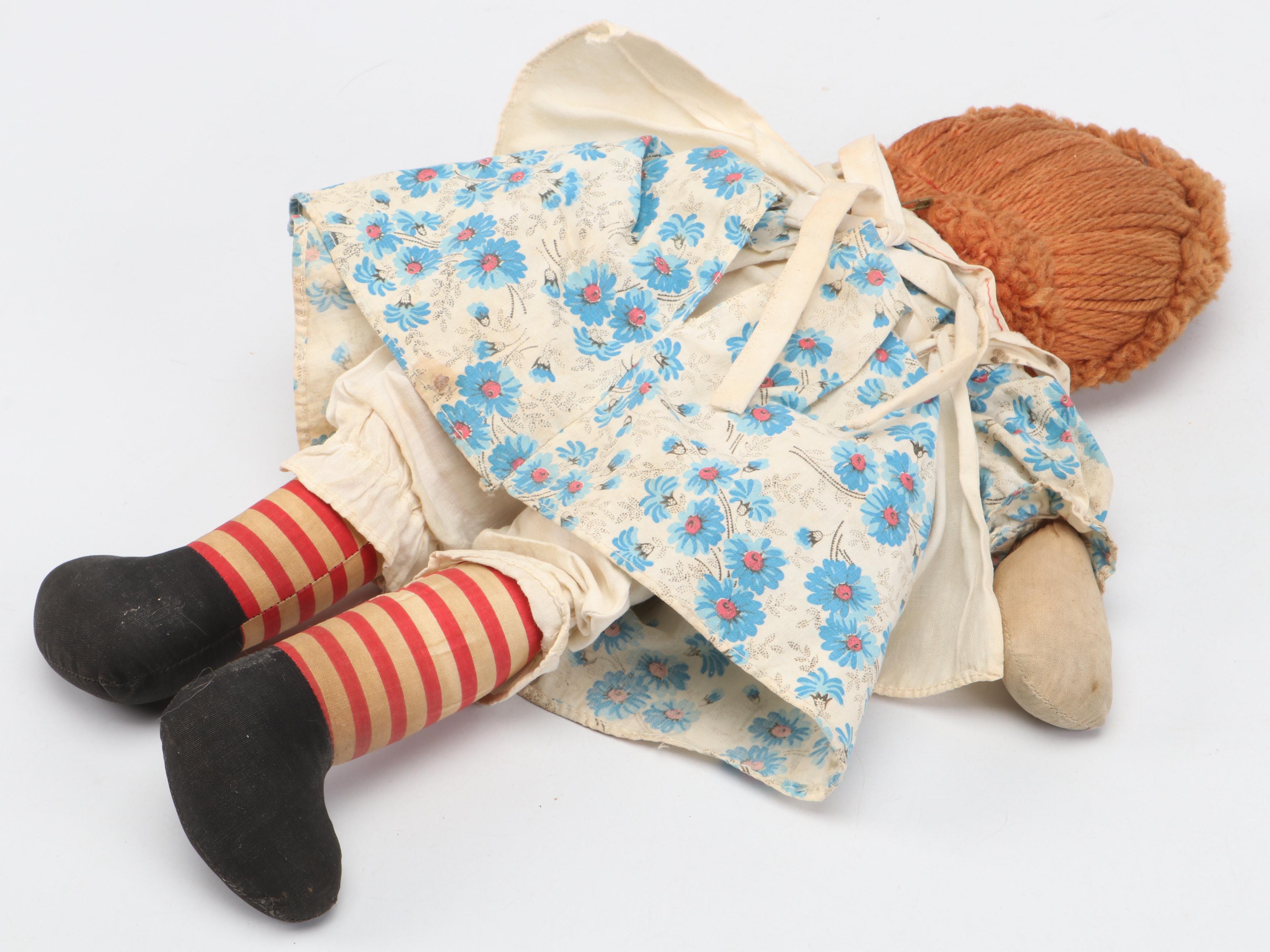 Borgfeldt Bye-Lo Baby Doll, Balos Porcelain Doll and Fabric Raggedy Ann Doll