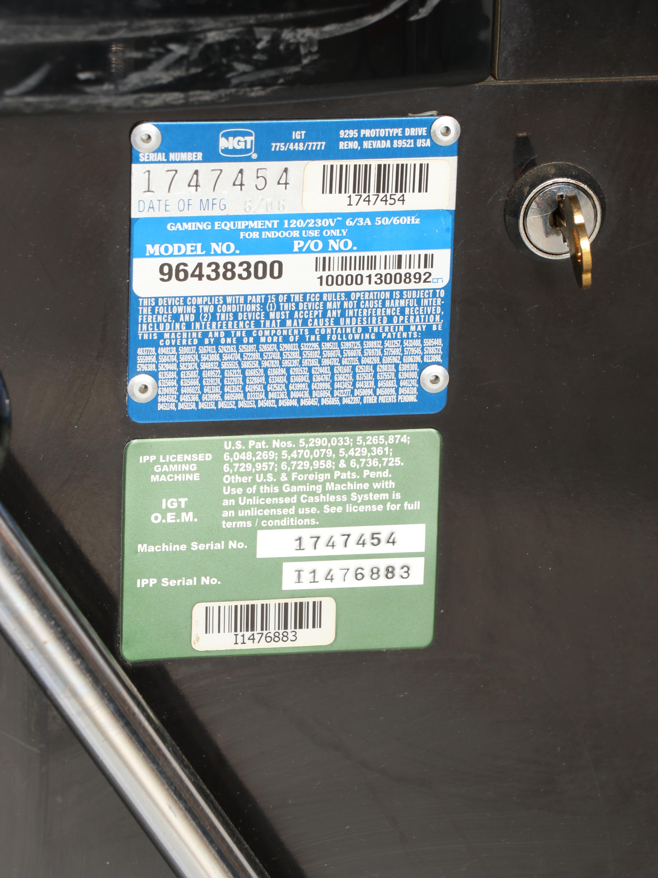 American IGT "Haywire Deluxe" Slot Machine with Cabinet Stand, 2006