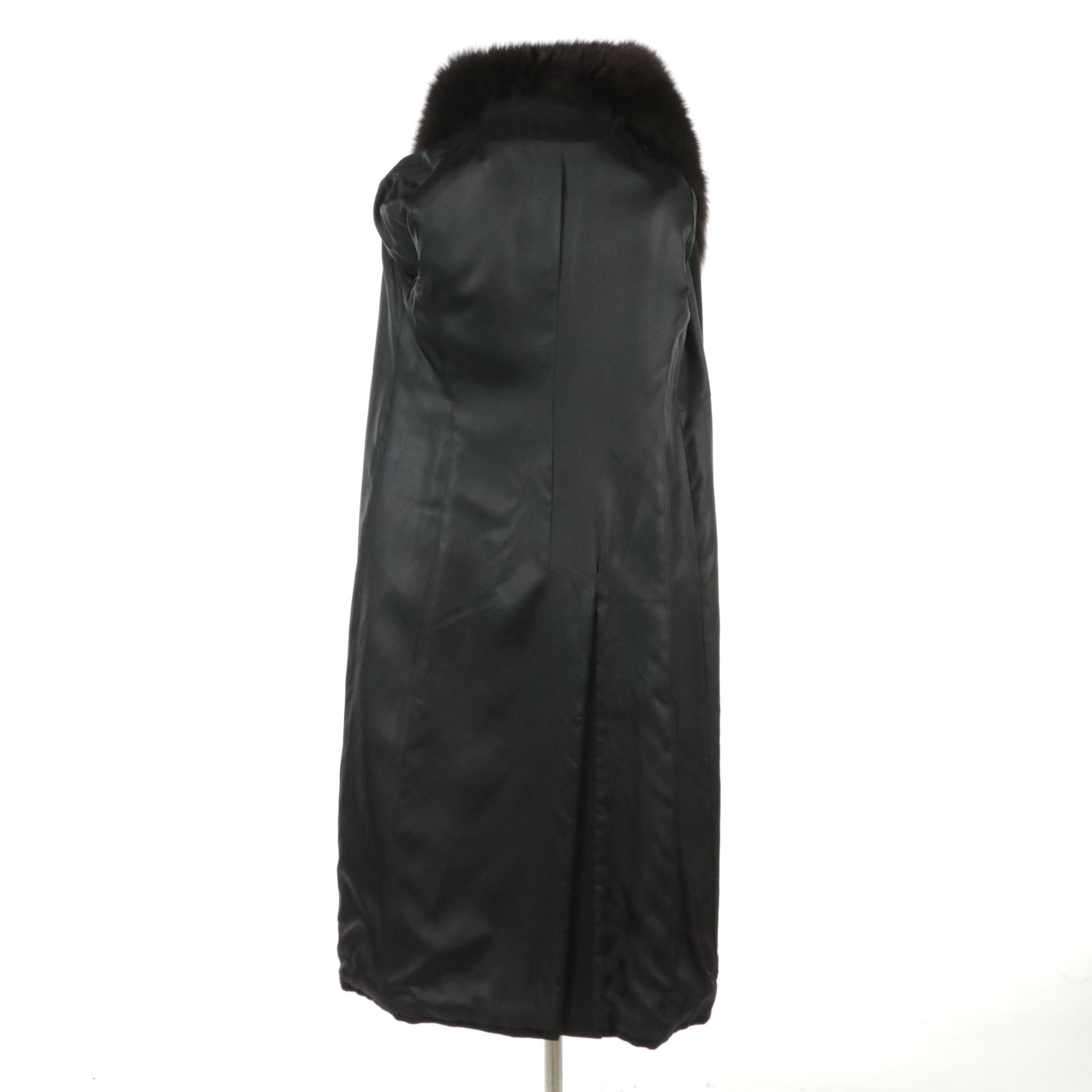 Lord Willy's Cashmere Blend Double-Breasted Coat with Brown Fox Fur Trim