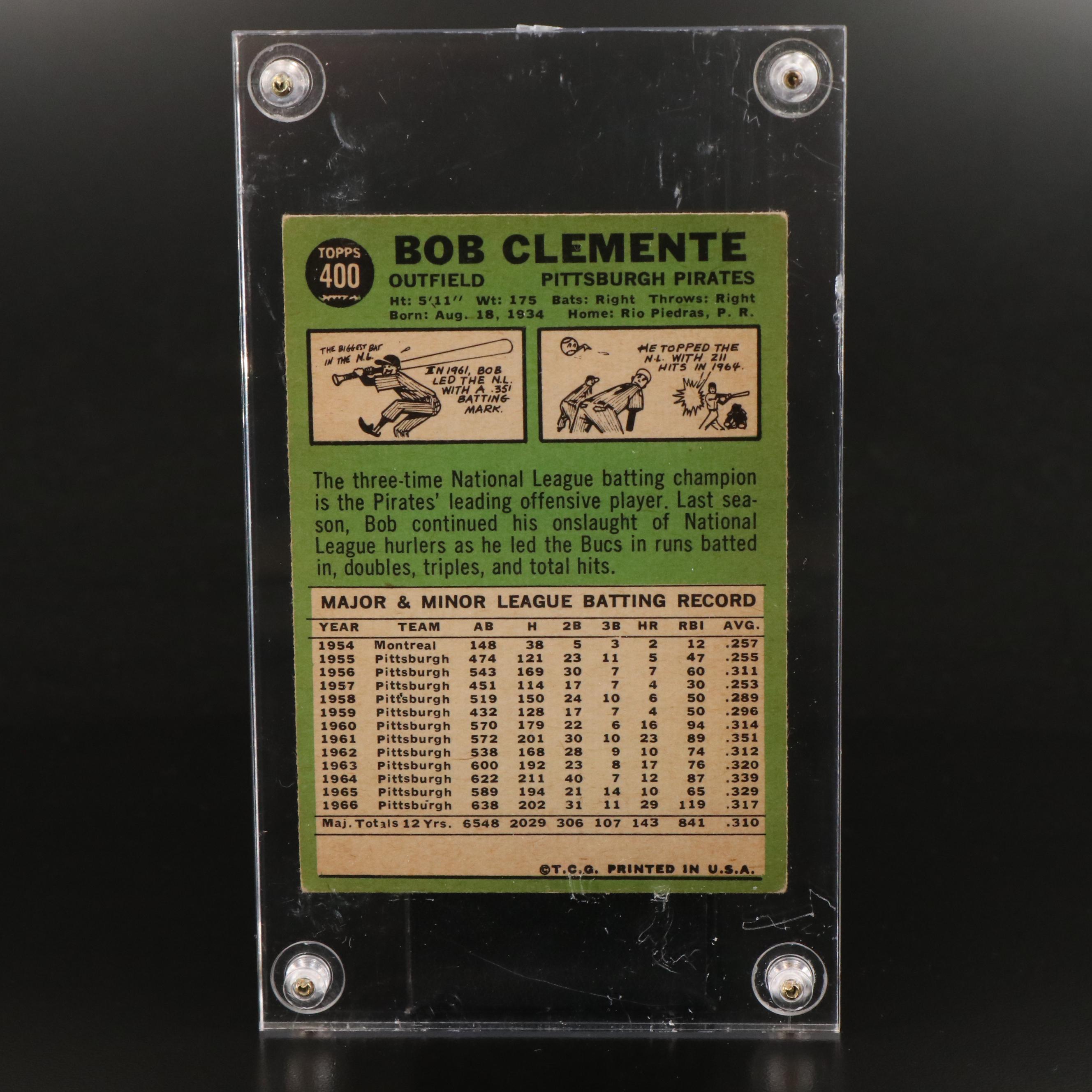 1967 Topps Roberto Clemente Pittsburgh Pirates Baseball Card