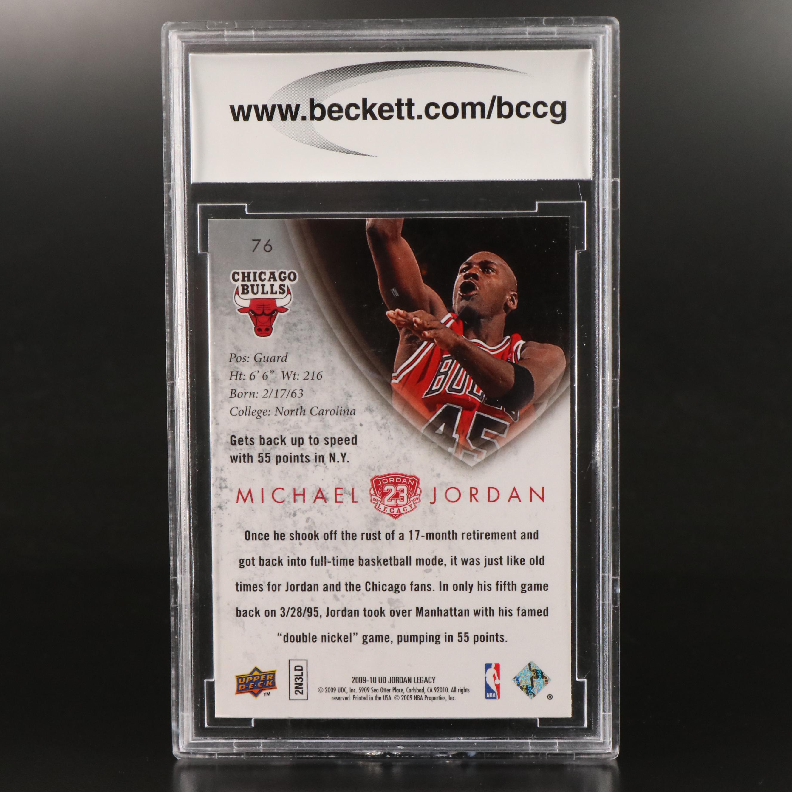 2009-10 Upper Deck Michael Jordan Legacy Collection Gold Card Graded BCCG 10