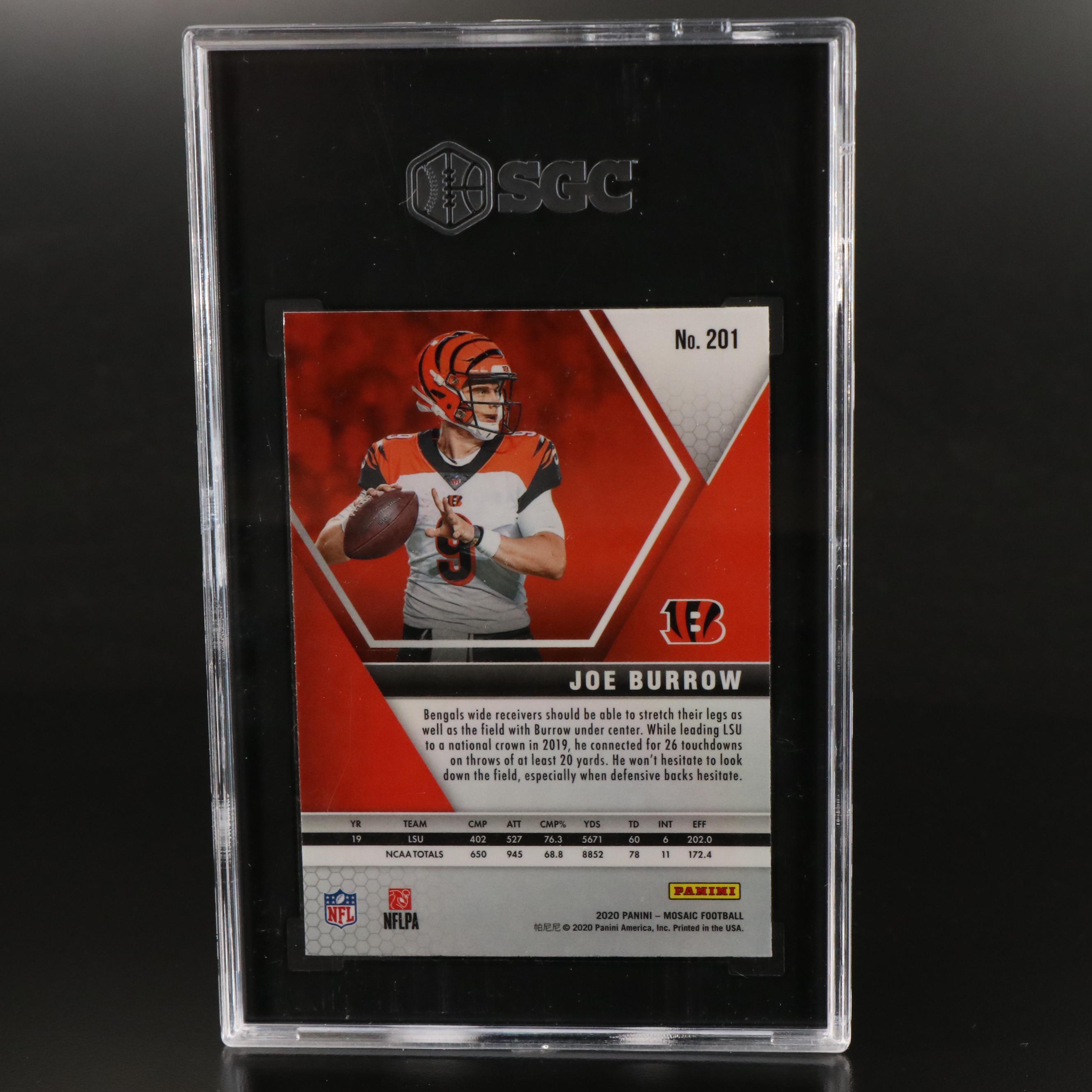 2020 Mosaic Joe Burrow Cincinnati Bengals Rookie Card Graded SGC 10
