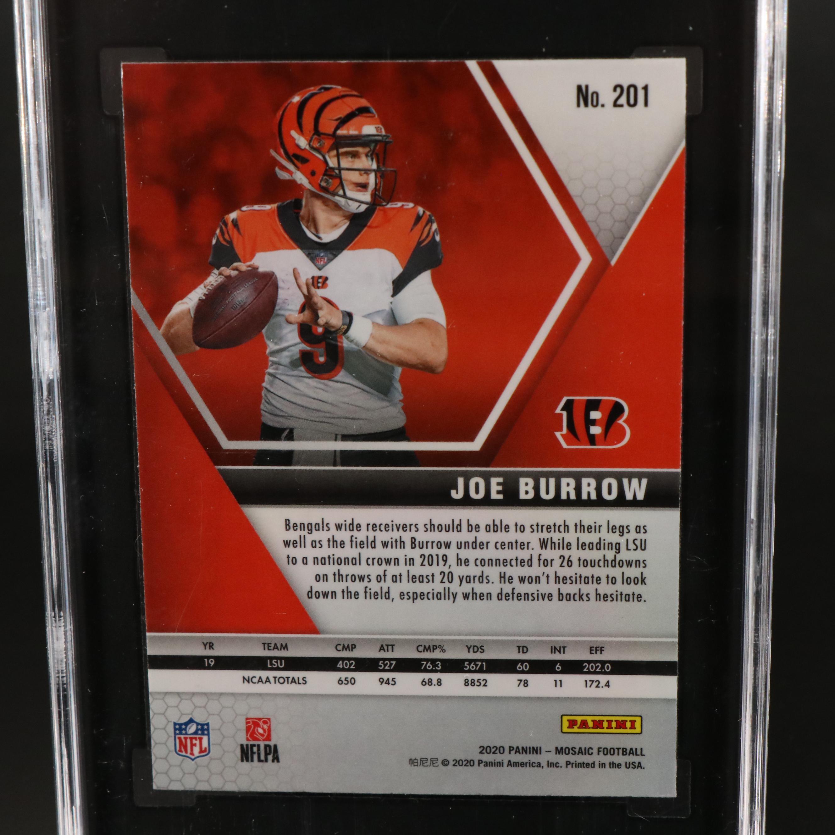 2020 Mosaic Joe Burrow Cincinnati Bengals Rookie Card Graded SGC 10