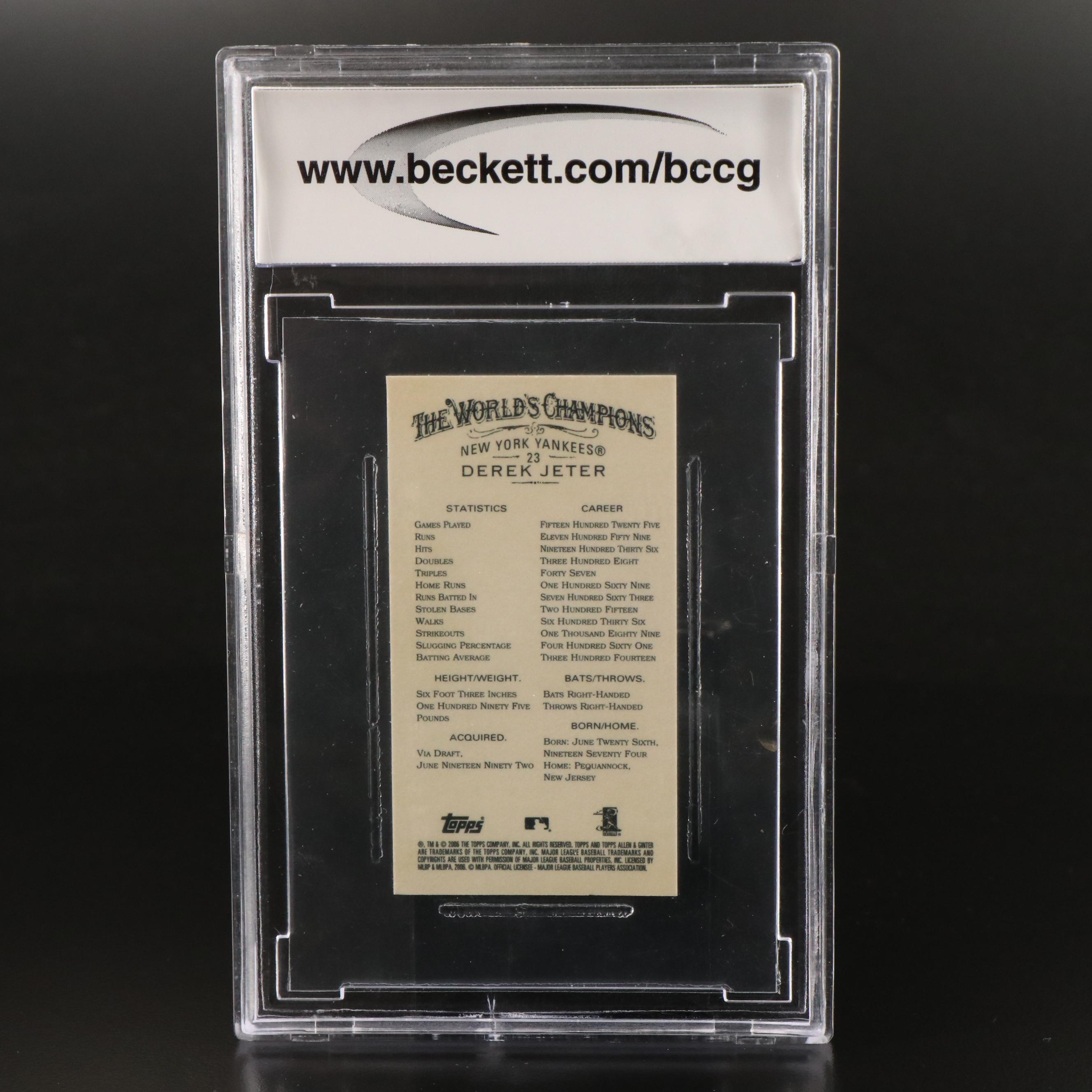 2006 Topps Allen & Ginter Derek Jeter Mini New York Yankees Card Graded BCCG 10