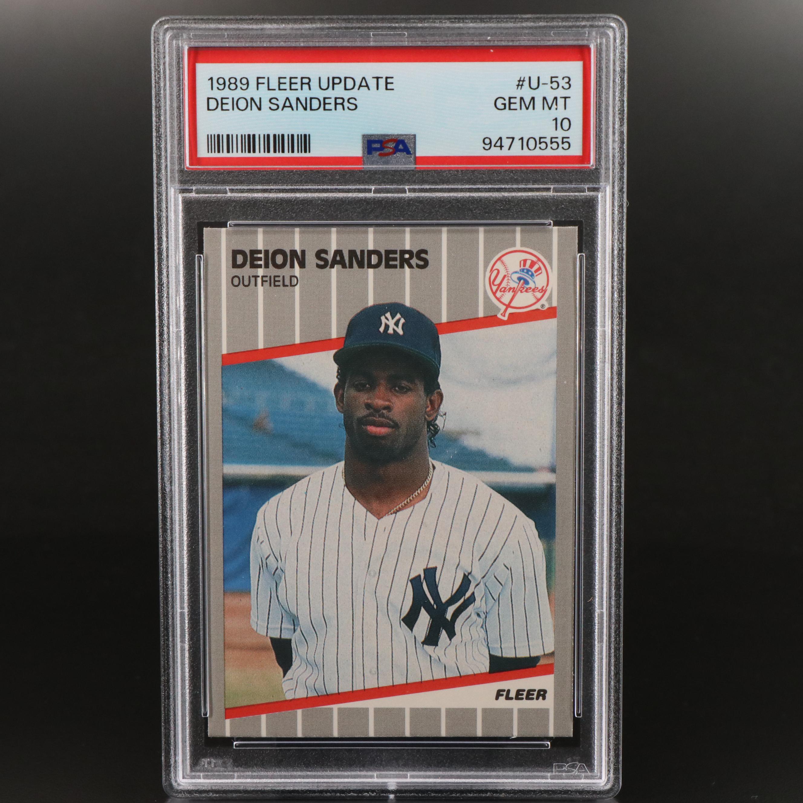 1989 Fleer Update Deion Sanders New York Yankees Rookie Card Graded PSA 10