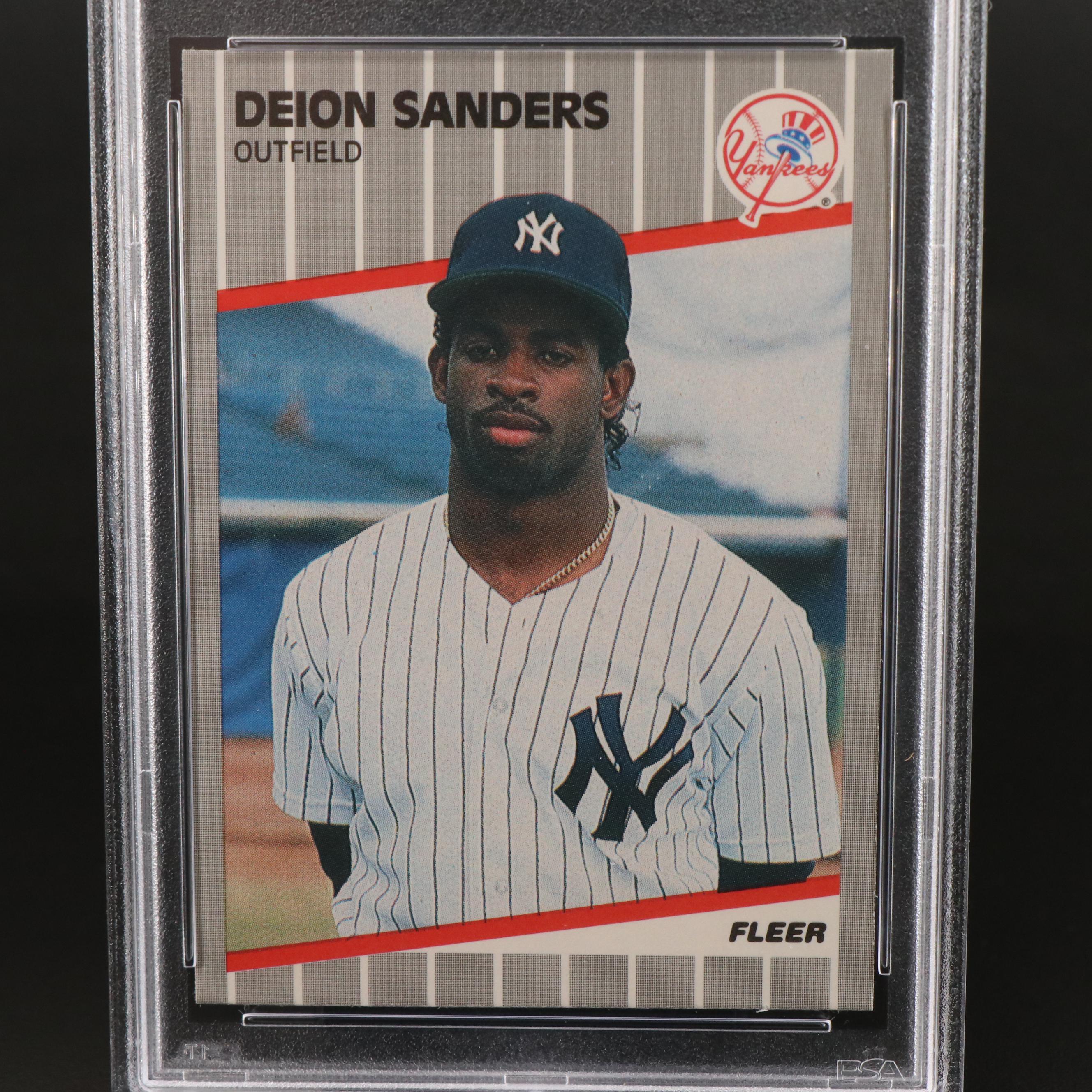 1989 Fleer Update Deion Sanders New York Yankees Rookie Card Graded PSA 10