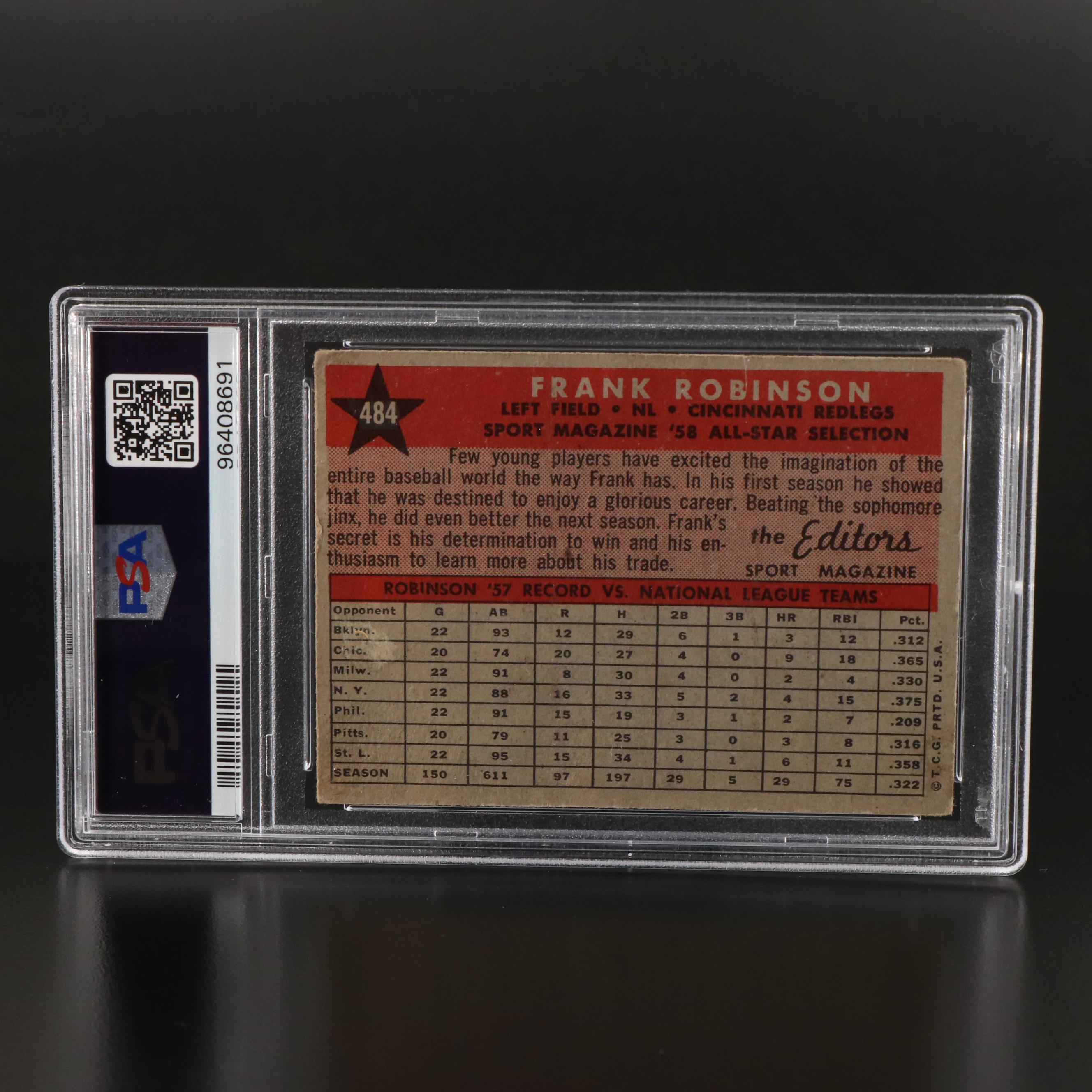 1958 Topps Frank Robinson Sports Magazine All-Star Card Graded PSA 2