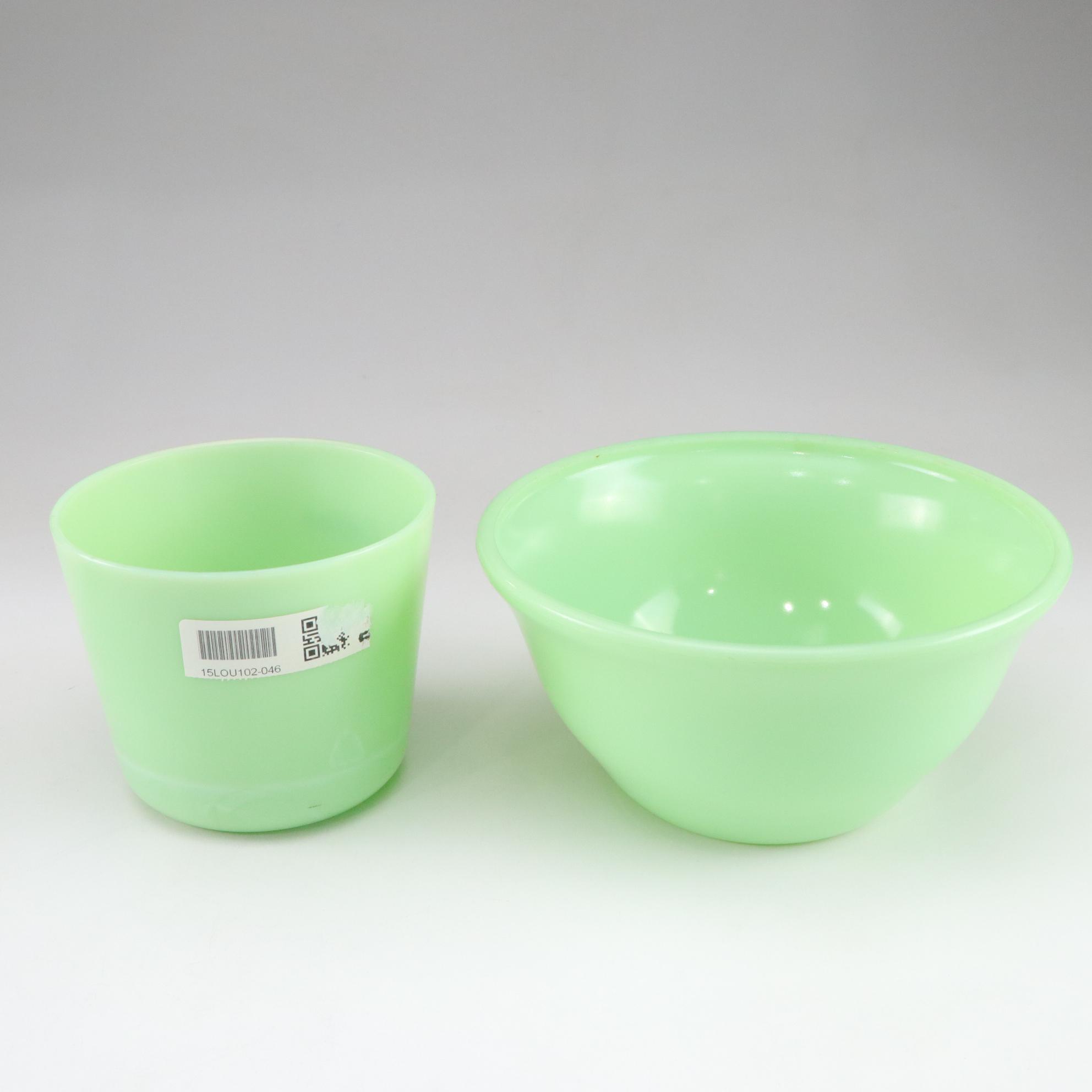McKee Uranium Glass Bowls with Fire-King Jadite Dinnerware