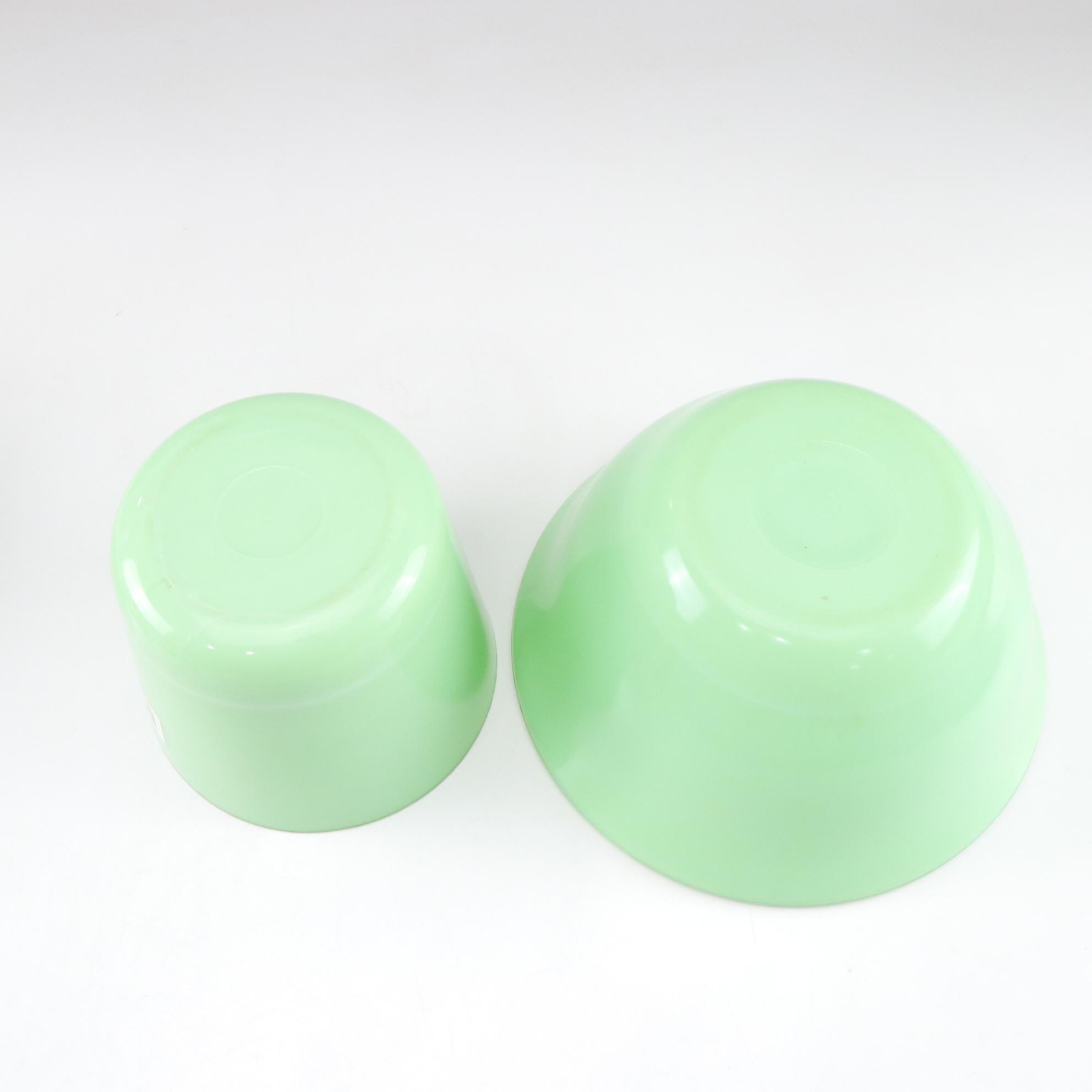 McKee Uranium Glass Bowls with Fire-King Jadite Dinnerware