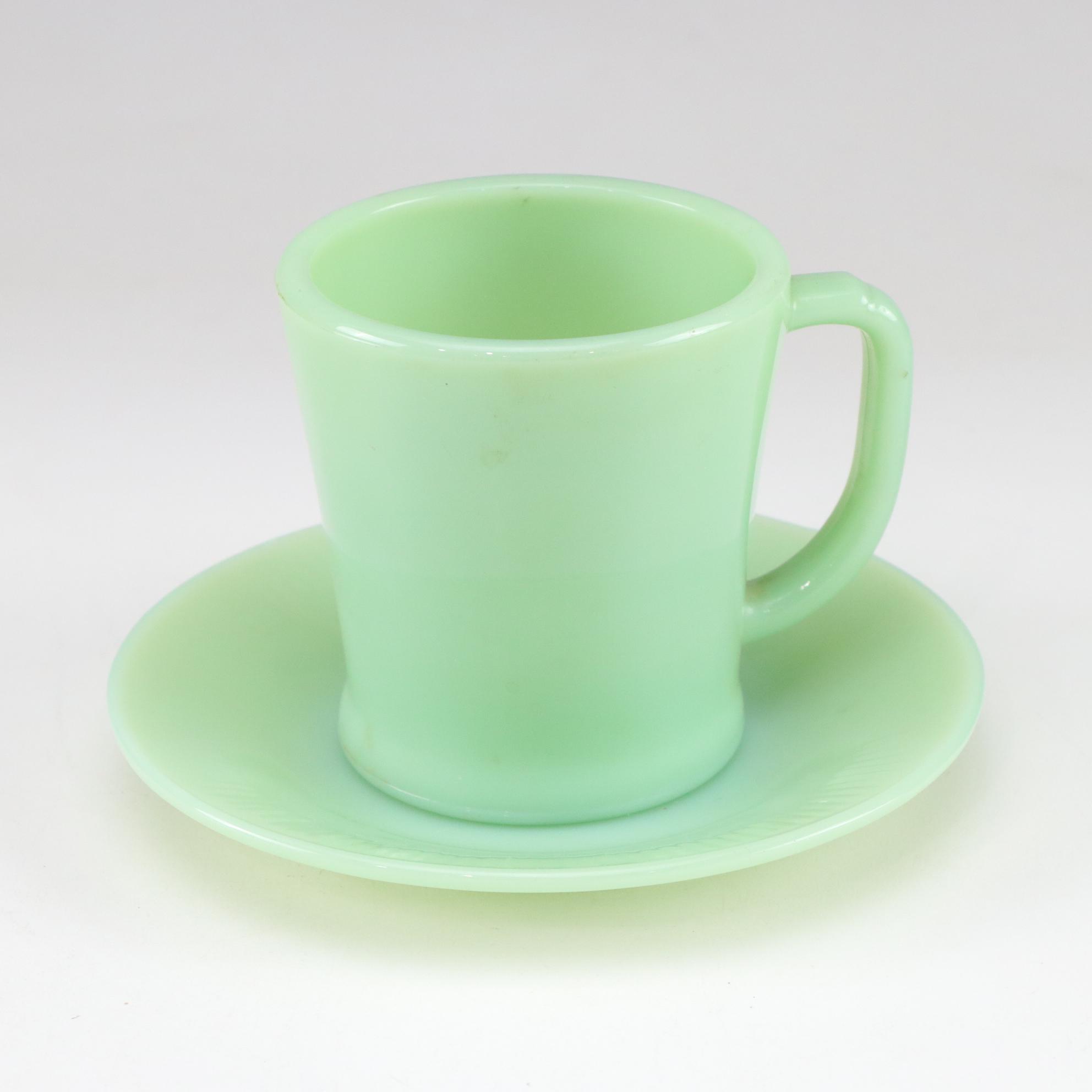 McKee Uranium Glass Bowls with Fire-King Jadite Dinnerware